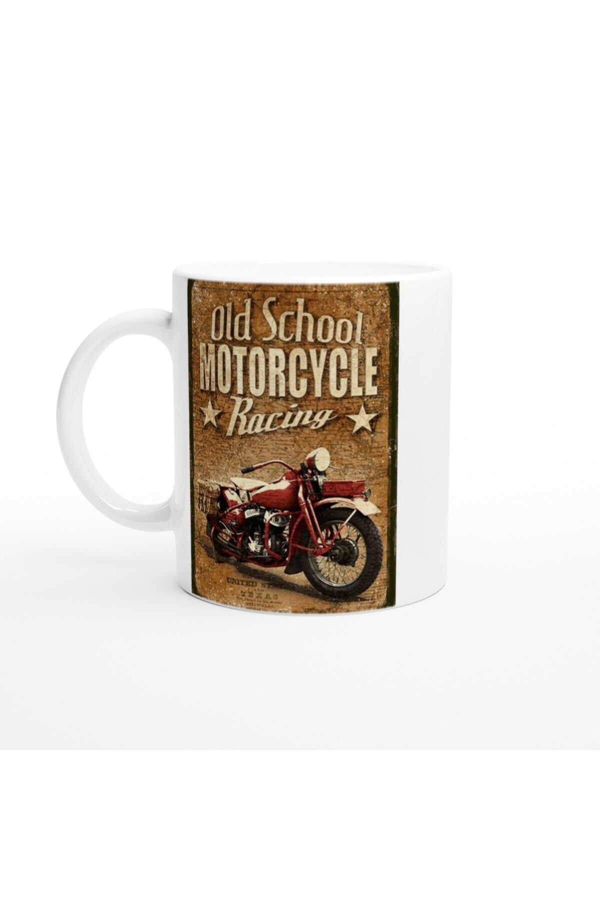DERWARDEIN Eski Tarz Motosiklet Yarışı Temalı Retro Kupa Bardak