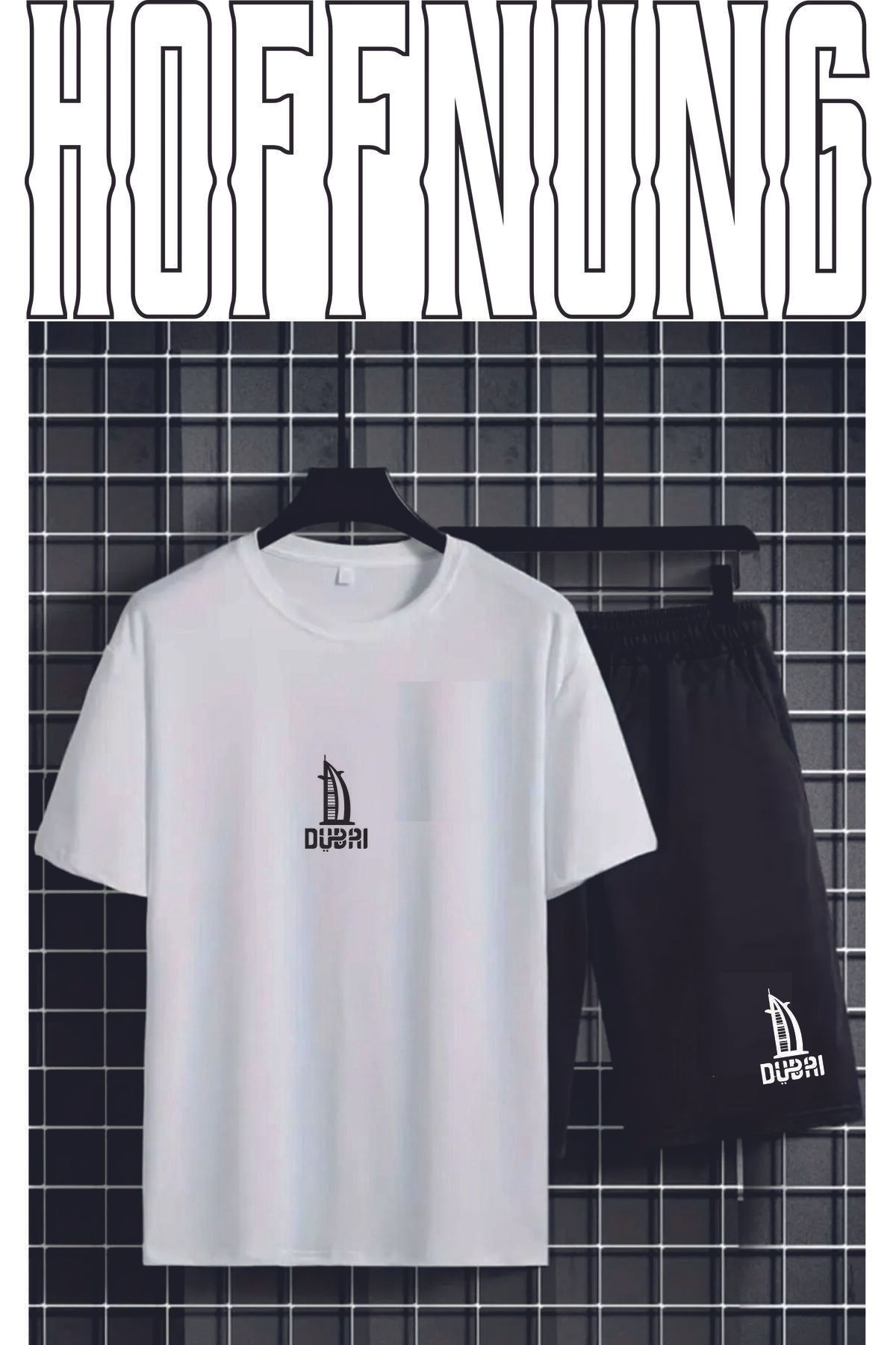 HOFFNUNG Full Shorts Oversize Bubaı Burj 1 Colour Baskılı Hoffnunf Penye Şort Yazlık Takım