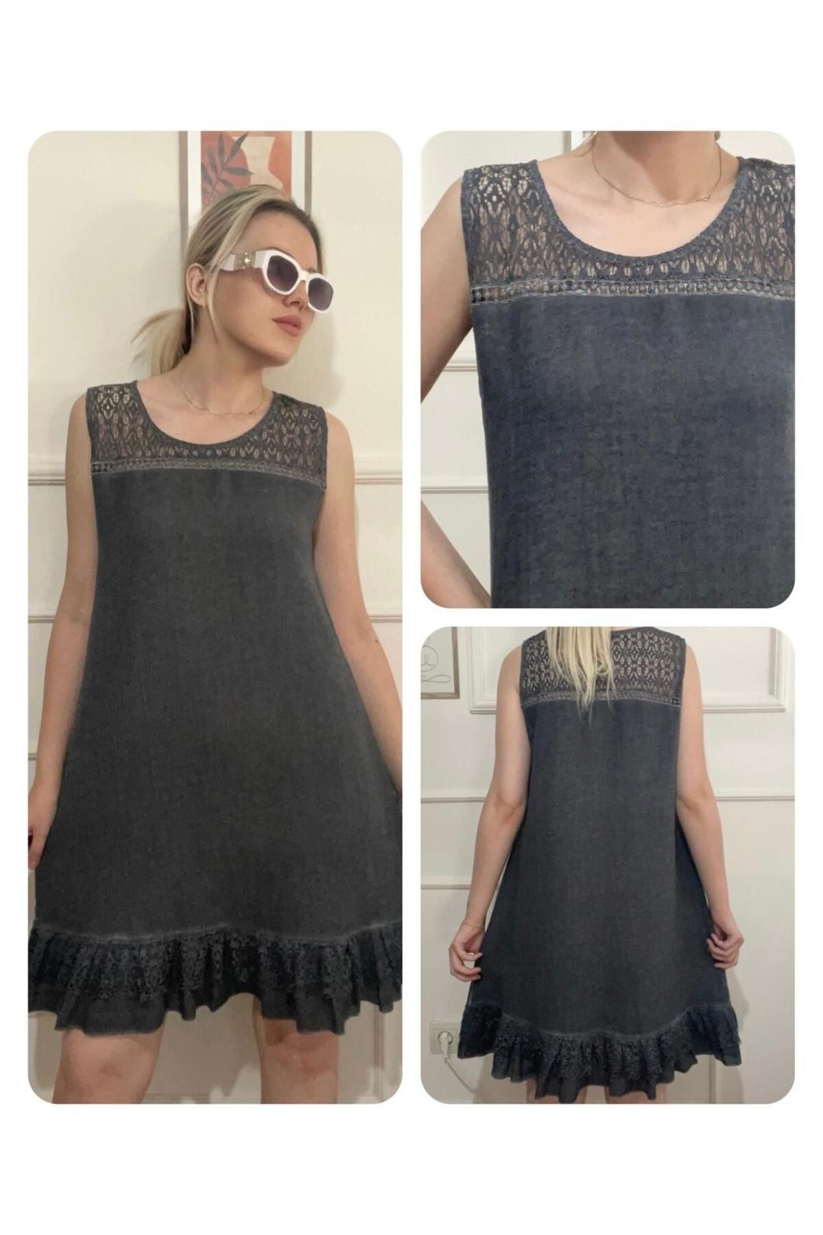 anne moda ankara Üstün Kalite, Kalın Askılı, Dantel Detaylı,%100 Pamuklu, Elbise