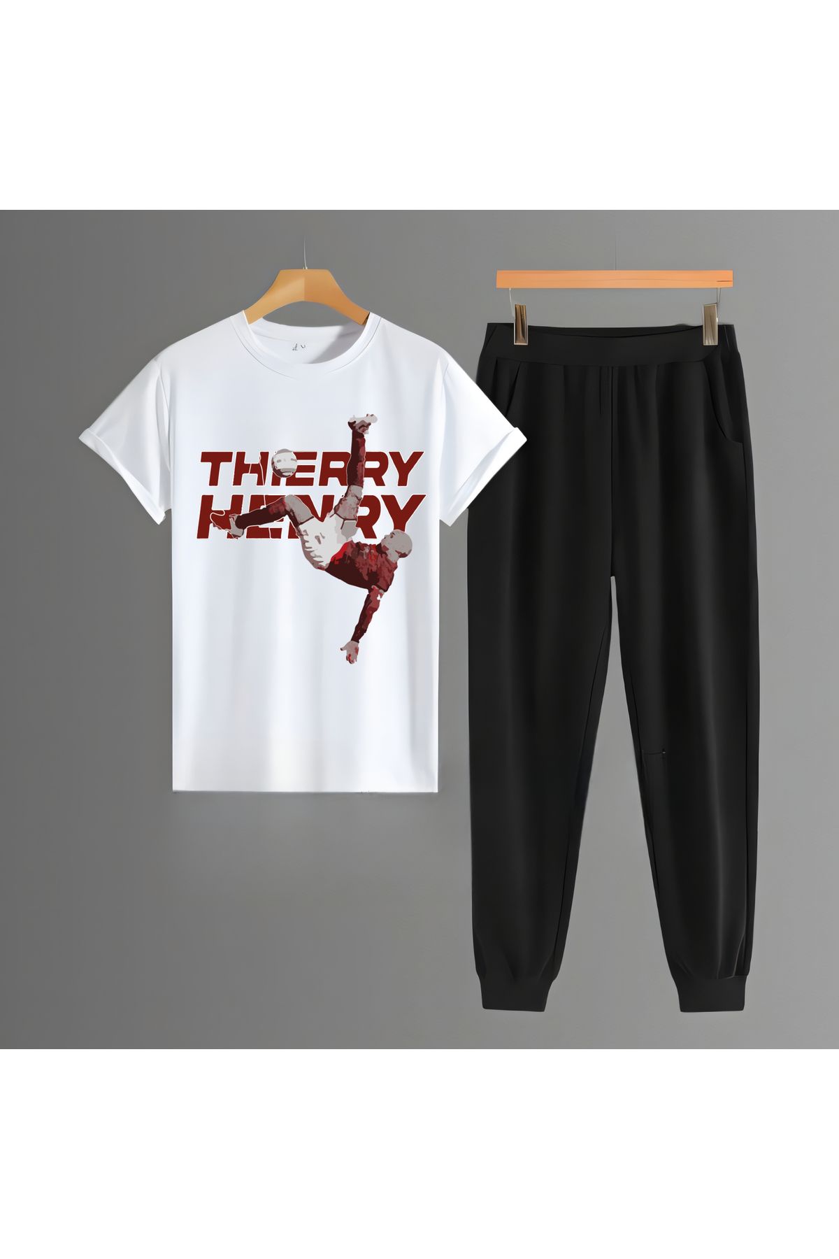 Biy Store Thierry Henry rövaşata fotoğraf forma unisex kadın erkek kısa kollu tişört t-shirt eşofman takımı