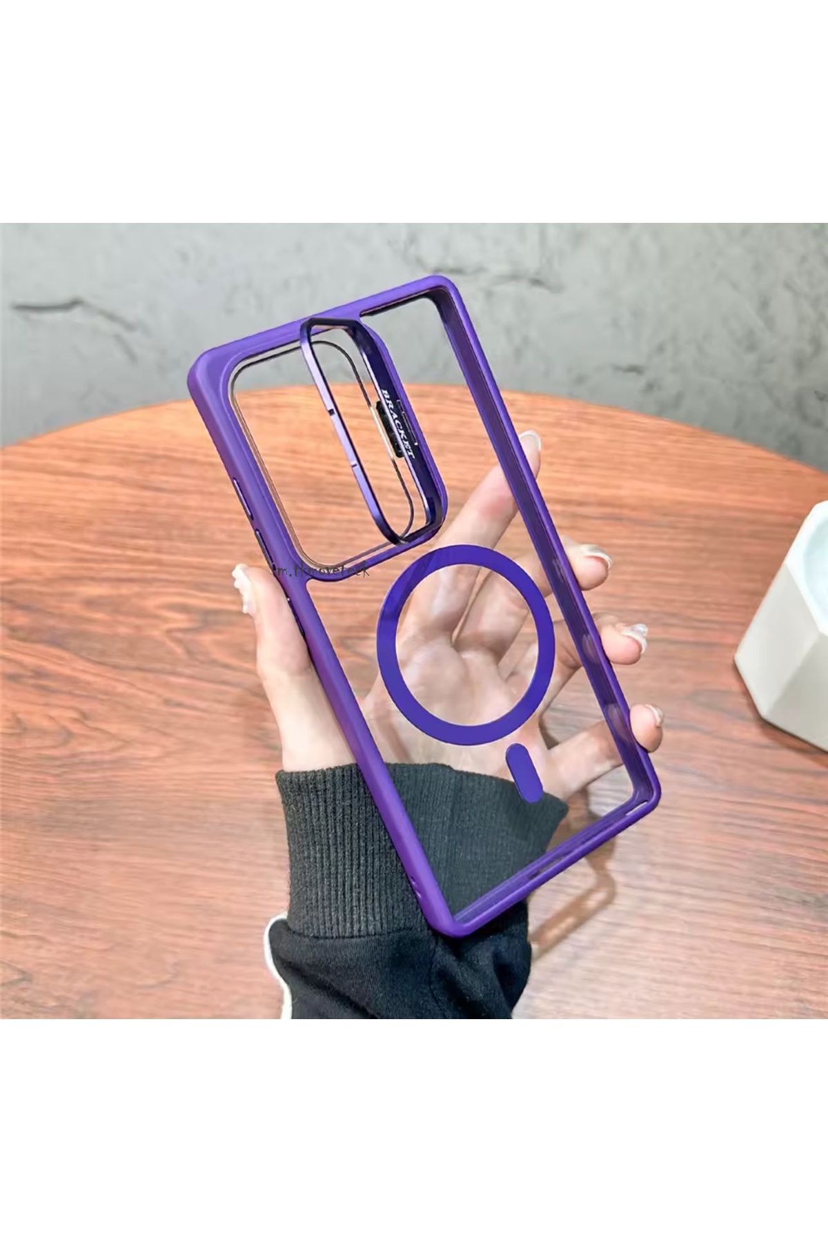 m.tk moveteck Samsung Galaxy A36 Kılıf Standlı Mika Magsafe Hassas Buton Metal Tuşlu +Kamera Lens Cam Hediyeli Set