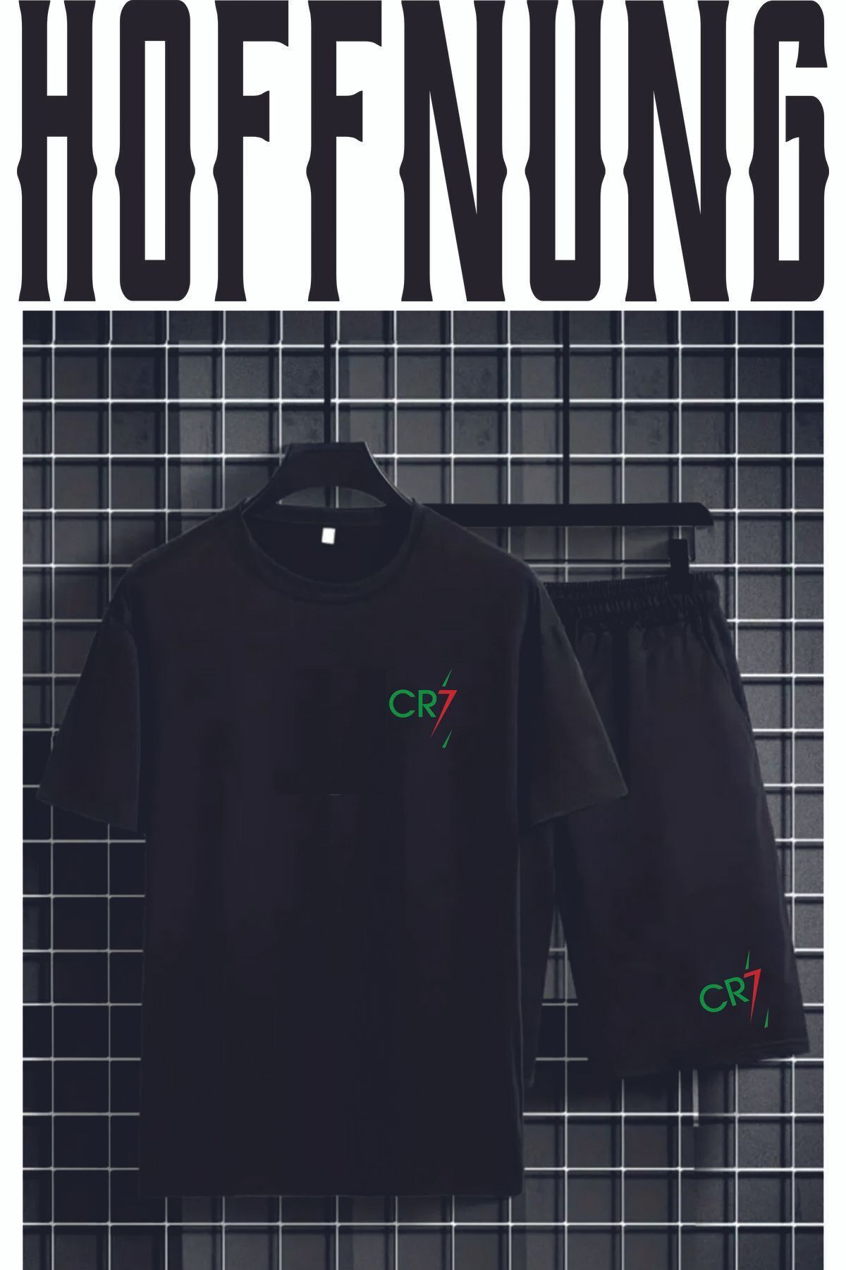 HOFFNUNG Full Shorts Oversize Cr&7 Baskılı Penye Şort Yazlık Takım