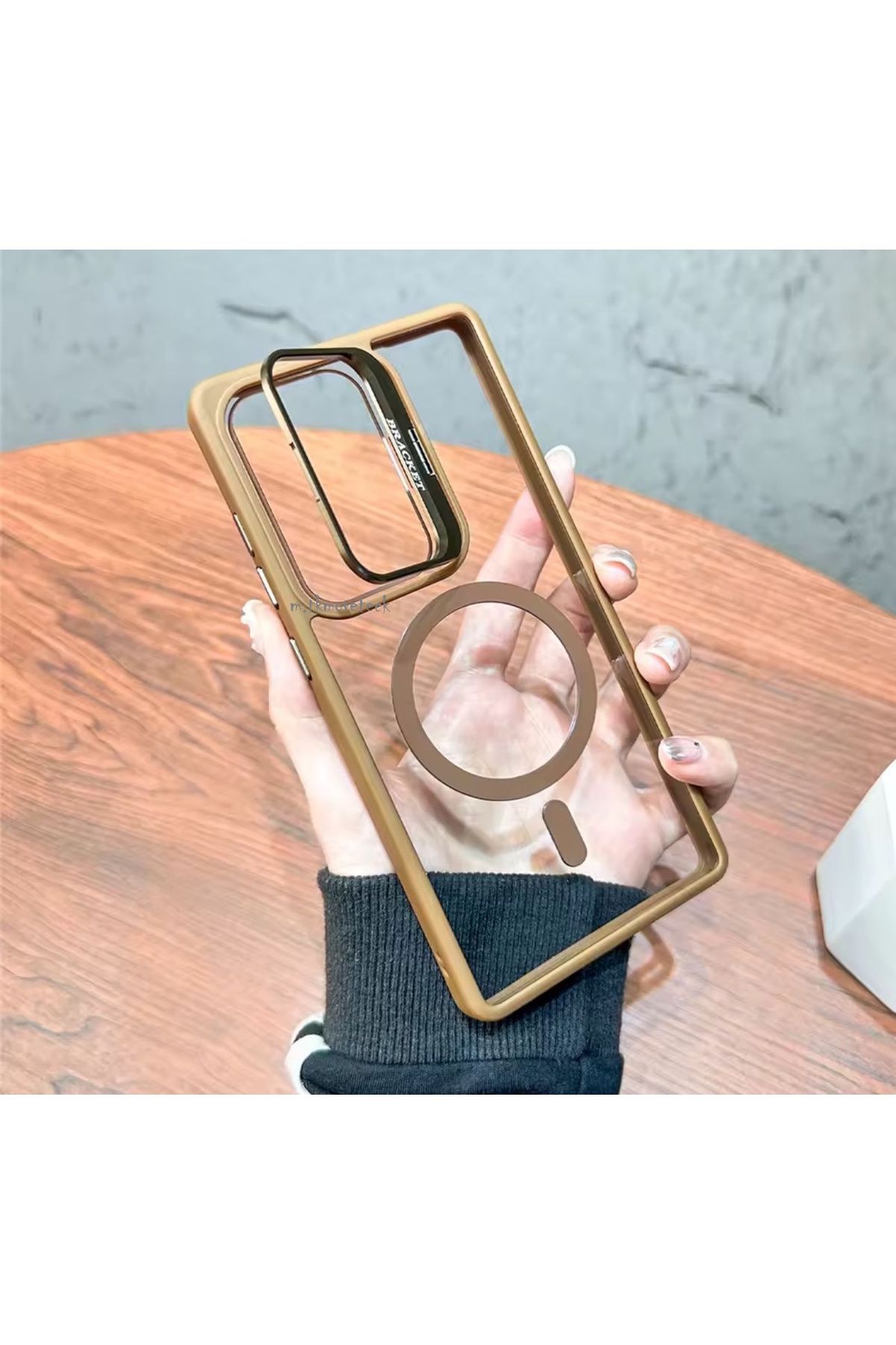 m.tk moveteck Samsung Galaxy A36 Kılıf Standlı Mika Magsafe Hassas Buton Metal Tuşlu +Kamera Lens Cam Hediyeli Set