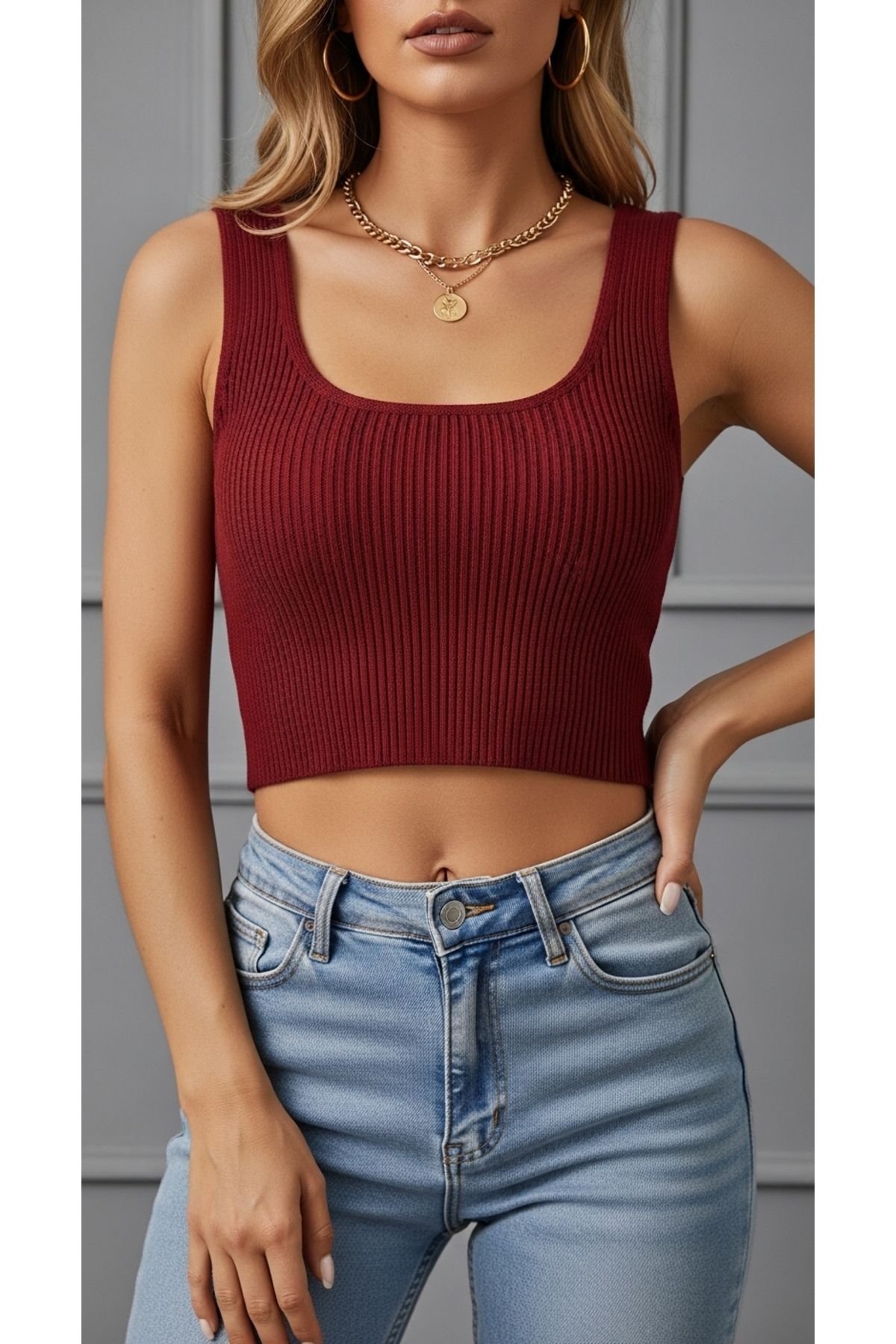 Butikdolabın Kadın Kare Yaka Crop Büstiyer