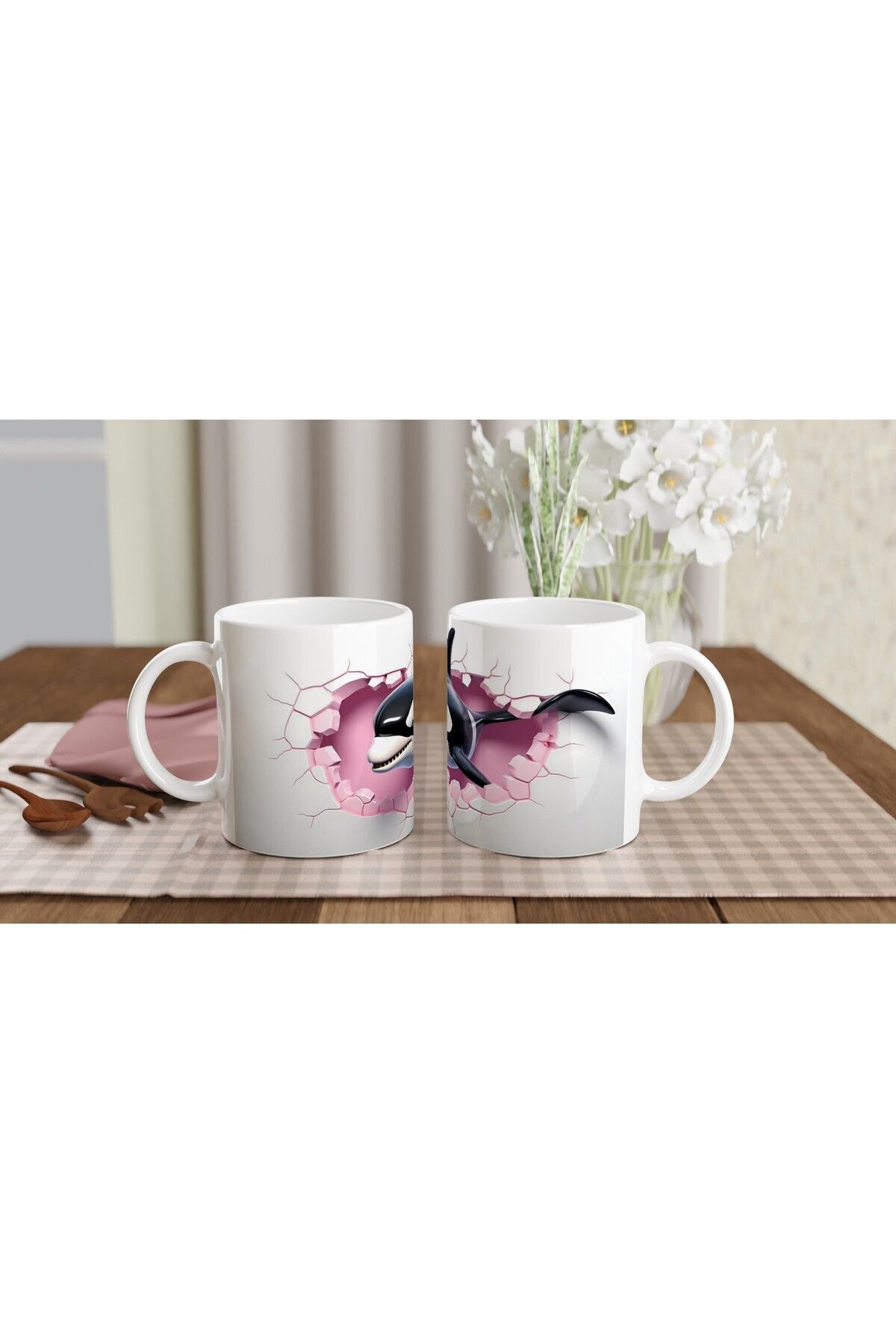 MESCHAIN-The Killer Whale (Orca) Throwing from the Crack Themed Printed Mug 5