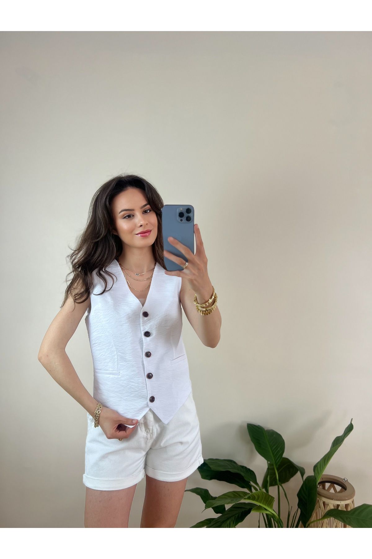 By Hanife Beyazateş KADIN PREMİUM DÜĞMELİ YELEK