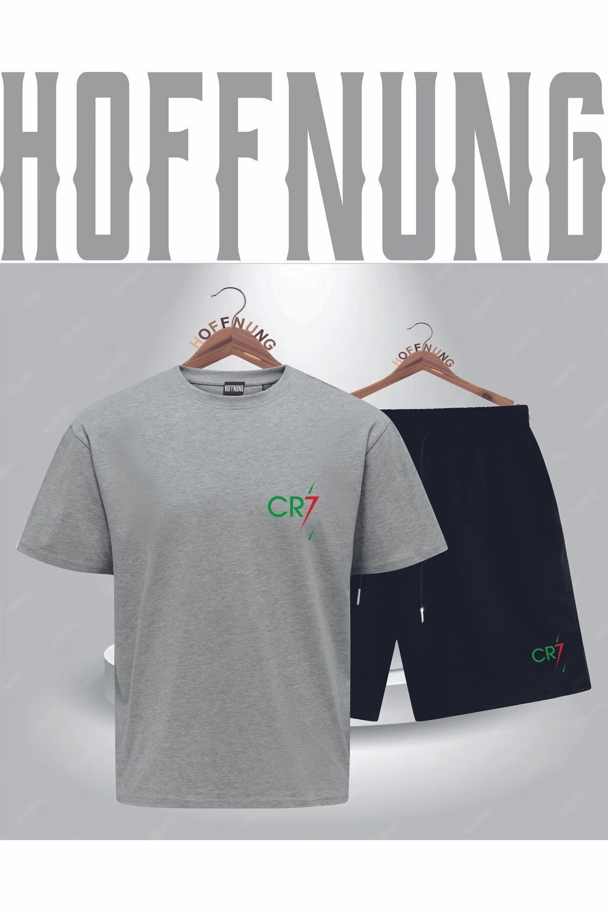 HOFFNUNG Full Shorts Oversize Cr&7 Baskılı Penye Şort Yazlık Takım