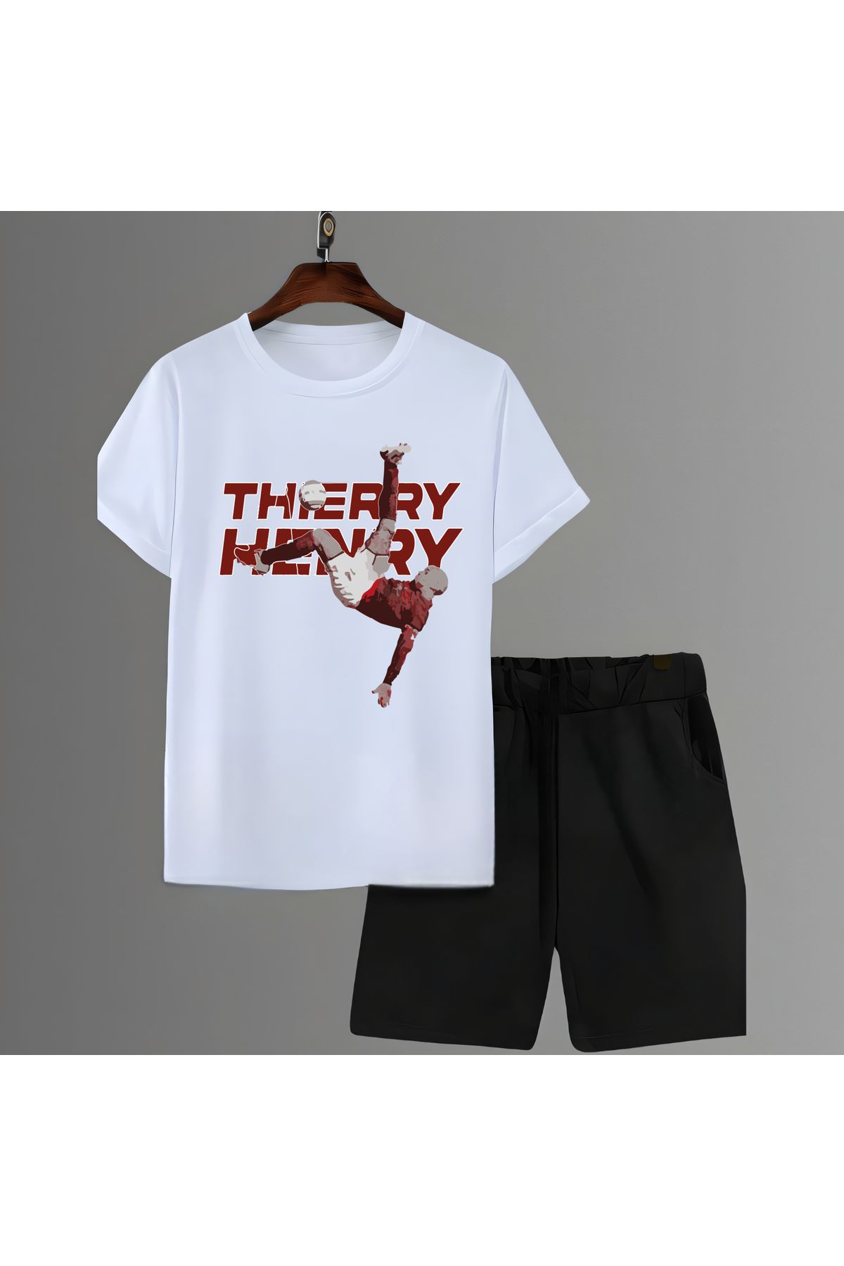 Biy Store Thierry Henry rövaşata fotoğraf forma unisex kadın erkek kısakollu tişört t-shirt şort takımı