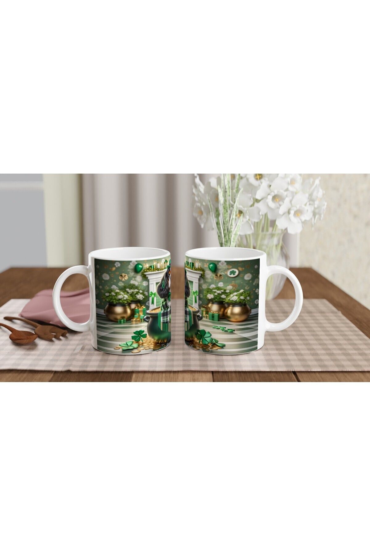 MESCHAIN-Cavalier King Charles Looking from the Pot of Luck Themed Printed Mug 5