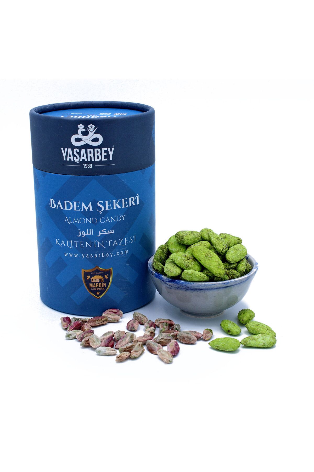Yaşarbey YÖRESEL MARDİN ANTEP FISTIKLI BADEM ŞEKERİ 1000 GR [GÜNLÜK-TAZE GÖNDERİM]-(HEDİYELİK DOYPACK)