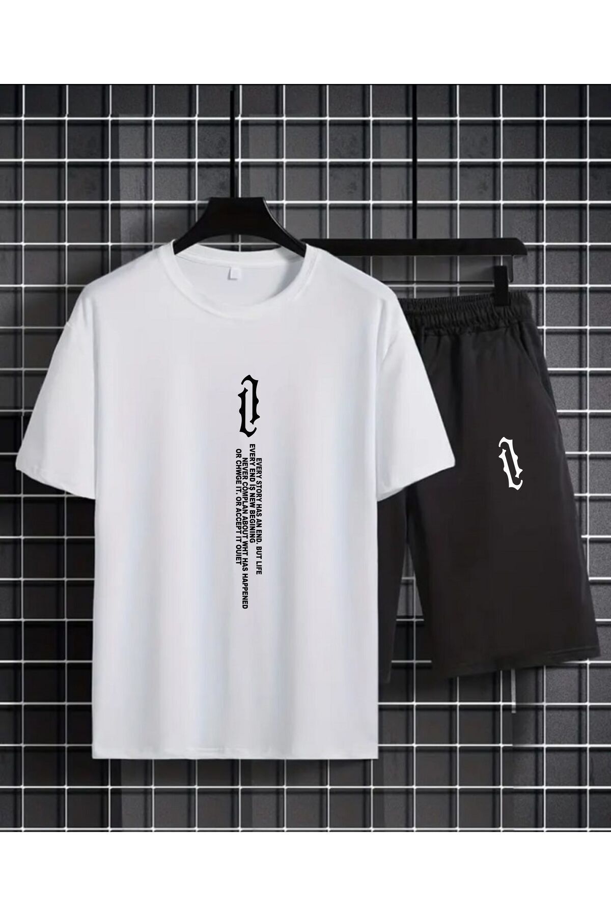 HOFFNUNG Full Shorts Aşk Mektubu Dık Baskılı Hoffnun G Tshirt