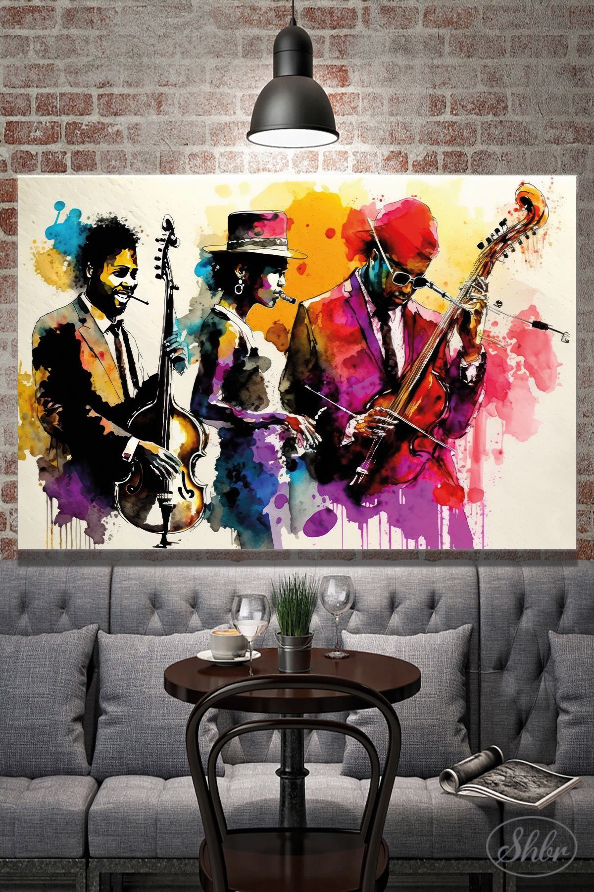 Şehber Tekli, Yatay, Kanvas, Dekoratif, Duvar, Tablosu , Caz, Jazz, Pub, Cafe, Bar, İllüstrasyon,