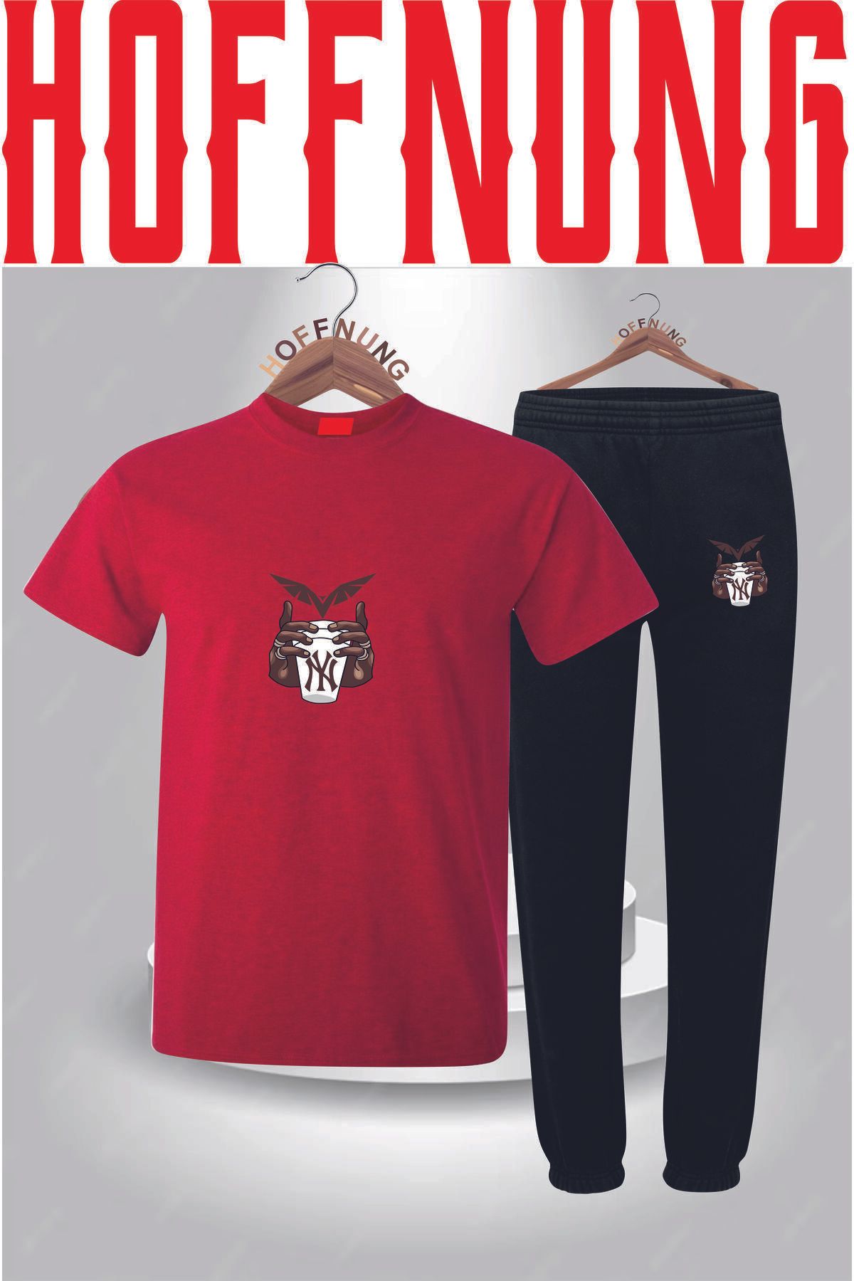 HOFFNUNG Full Pants Tişört Şort My Bardak 2 El Baskılı Full Pants Takım