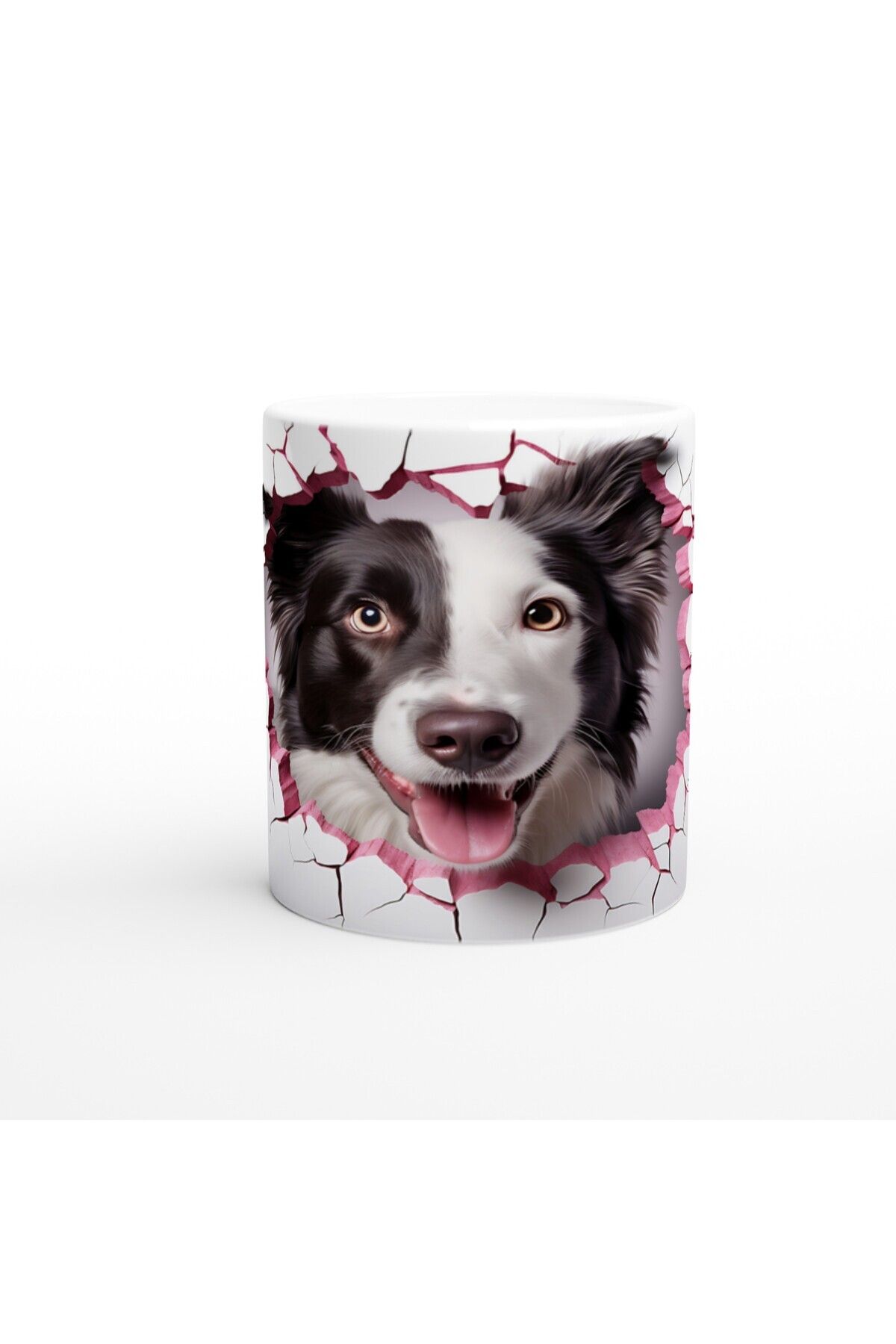DERWARDEIN Çatlak Duvardan Bakan Border Collie Temalı Baskılı Kupa Bardak