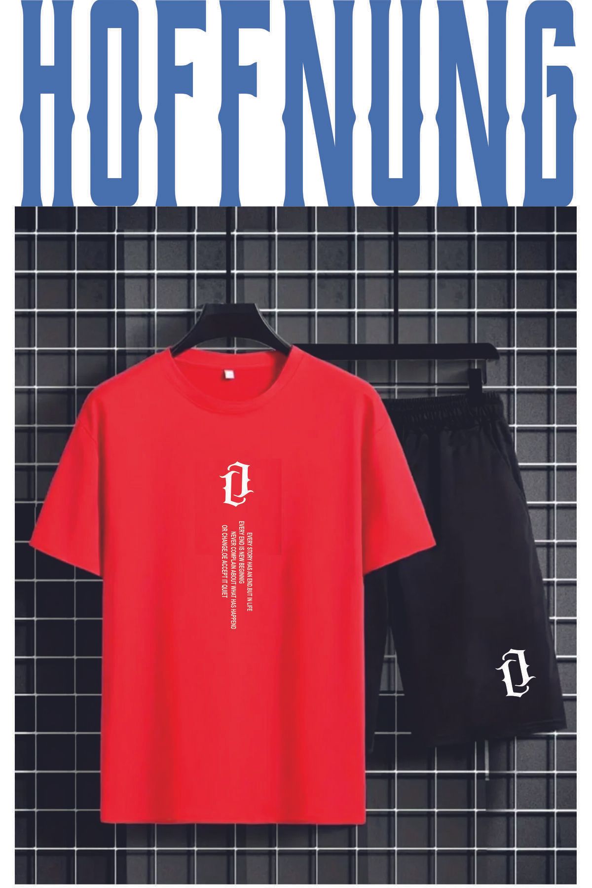 HOFFNUNG Full Shorts Aşk Mektubu Dık Baskılı Hoffnun G Tshirt