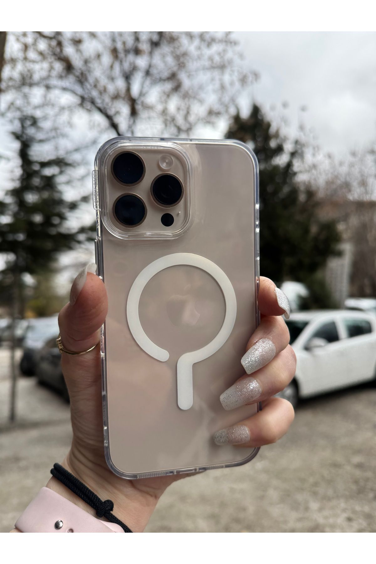 DÜNYA AKSESUAR iPhone 11 pro max uyumlu renkli şeffaf megsafe şarj tam koruma sert silikon kılıf