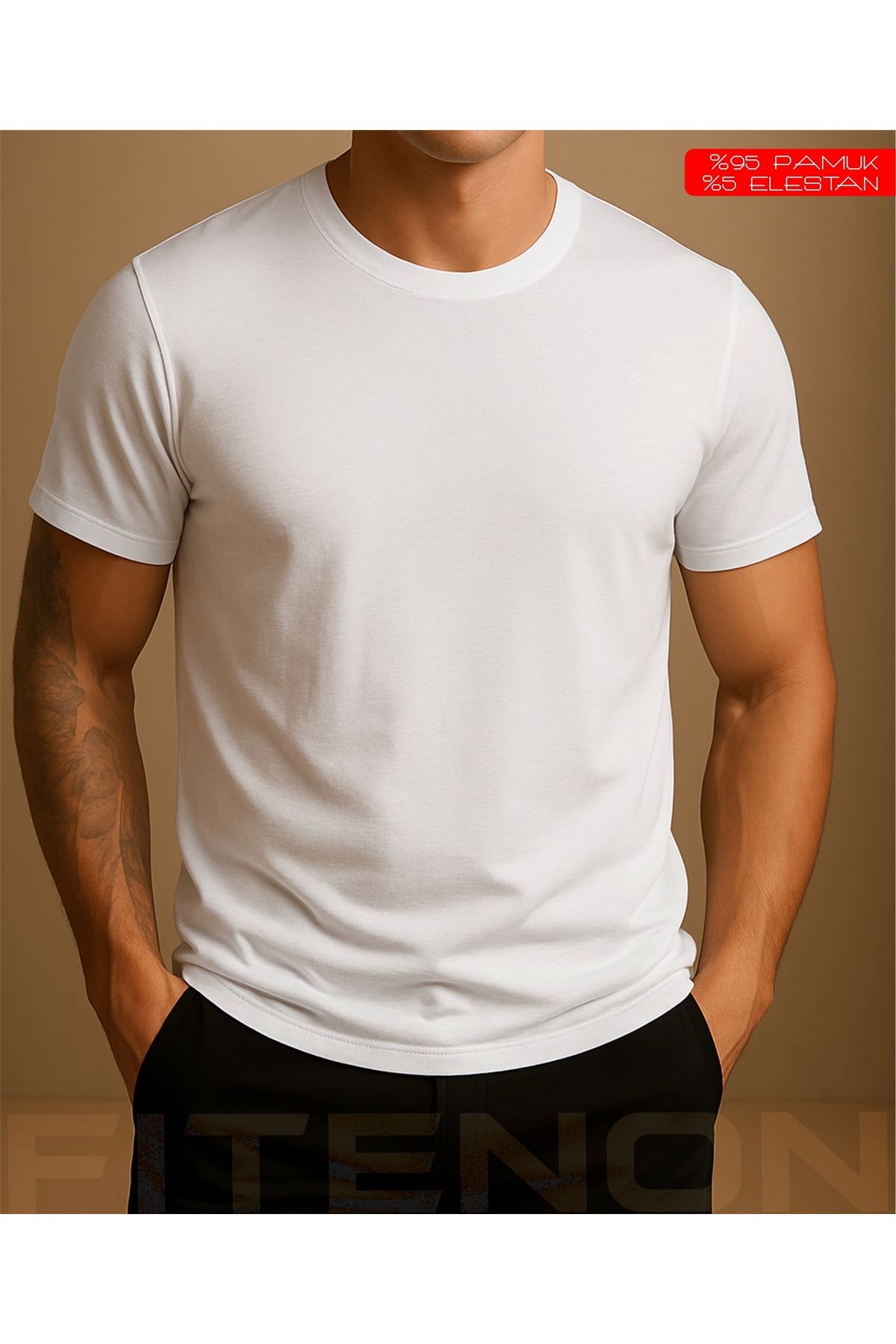 Fitenon Erkek 2’li T-Shirt Seti – (Beyaz)