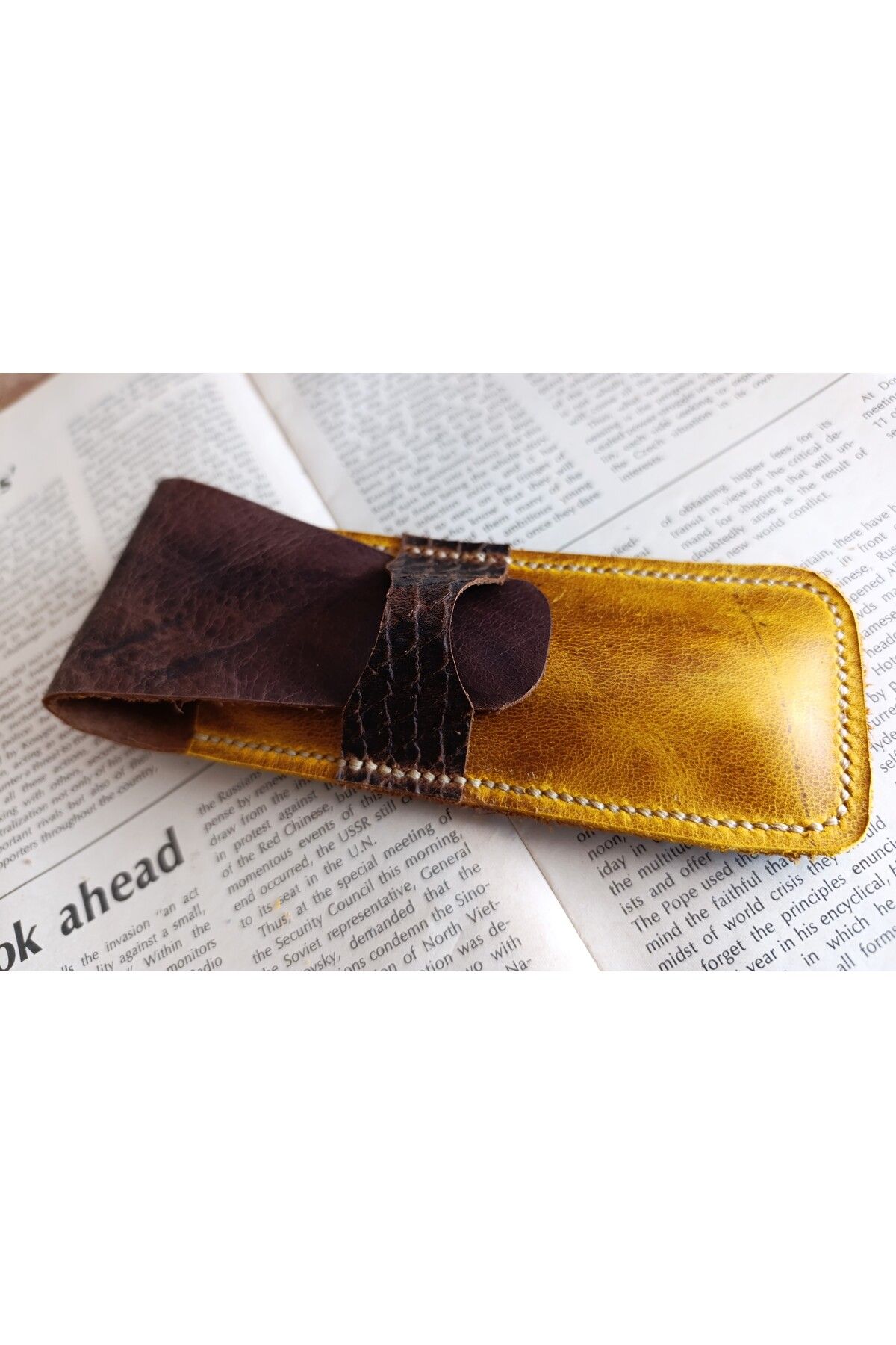 Mahfuz Crazy Hors Hakiki Deri El Emeği Özel Kalemleriniz Için Kalemlik Kalem Kutu 27 cm 6 cm W140