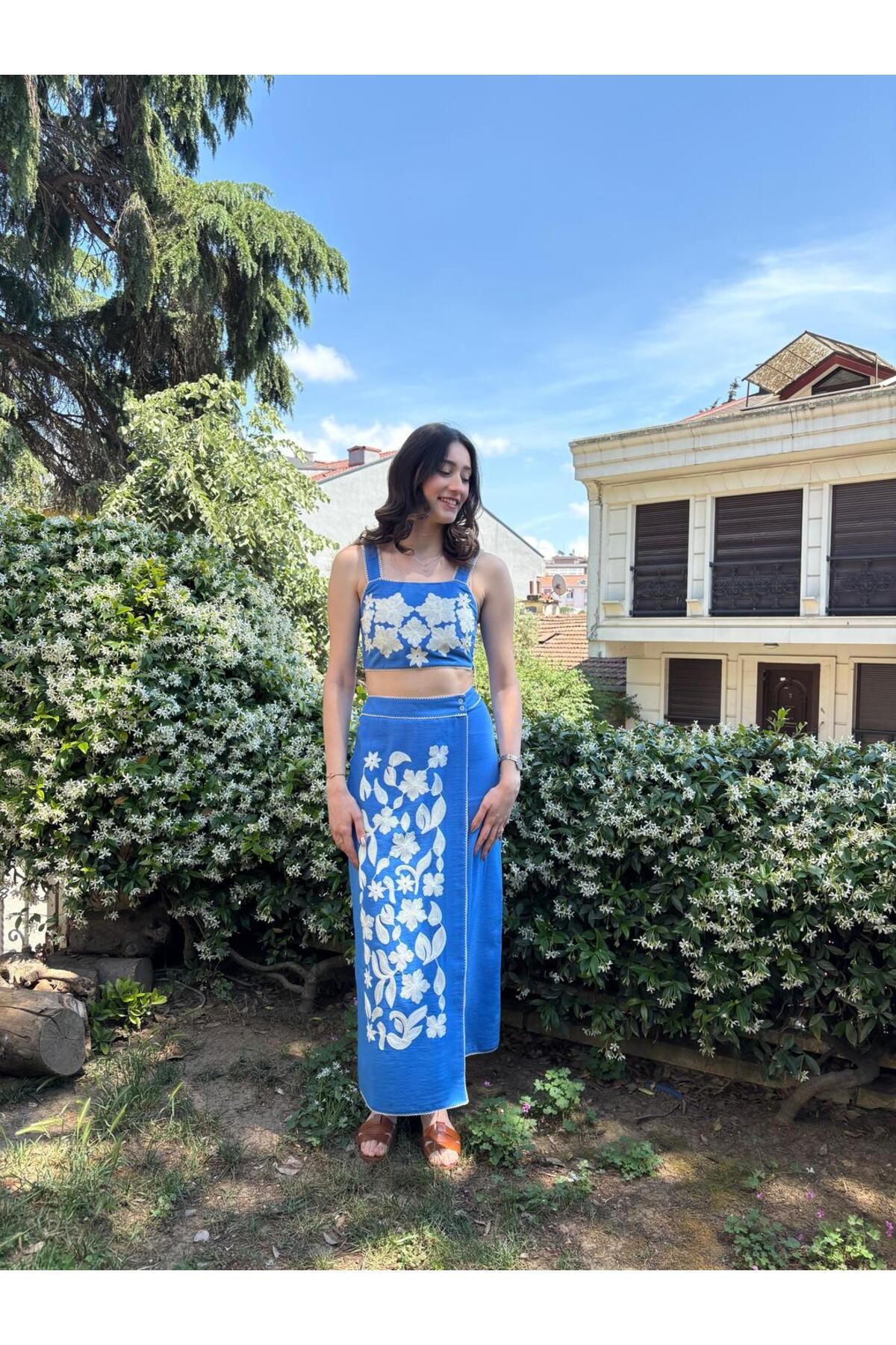 saze butik Mavi Etek Bluz Takım