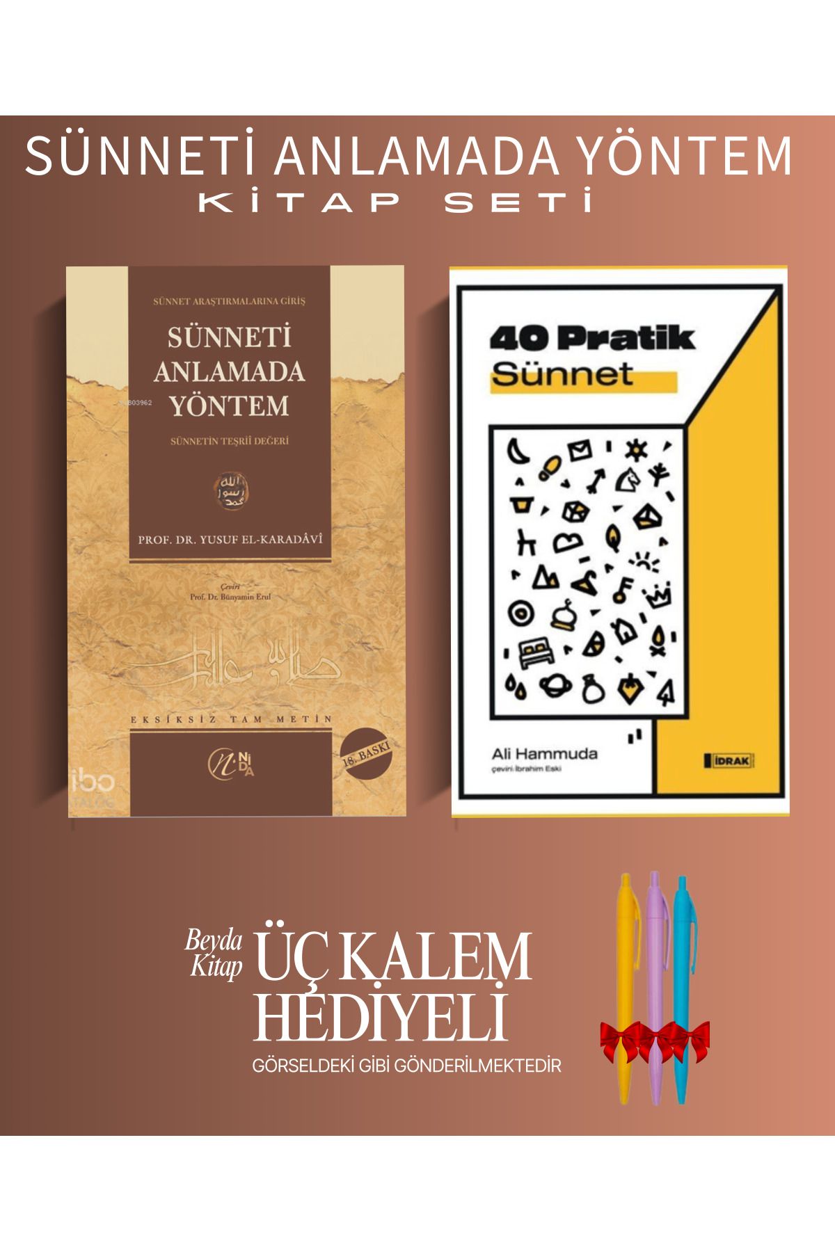 Nida Yayıncılık Sünneti Anlamada Yöntem - 40 Pratik Sünnet - Kitap Seti - Kalem Hediyeli