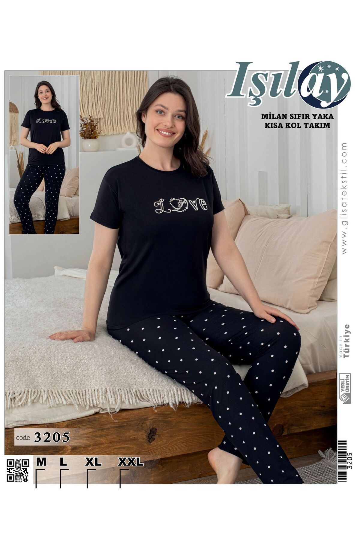 Işılay IŞILAY HOMEWEAR terletmeyen yumuşak PREMİUM Milan Kumaş Sıfır yaka kısa kollu pijama takımı
