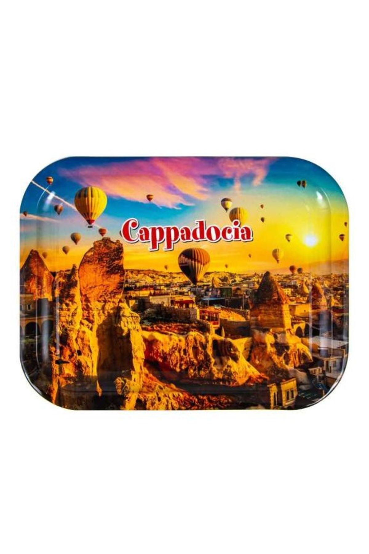 GRANDSTORE Kapadokya Desenli Metal Tepsi
