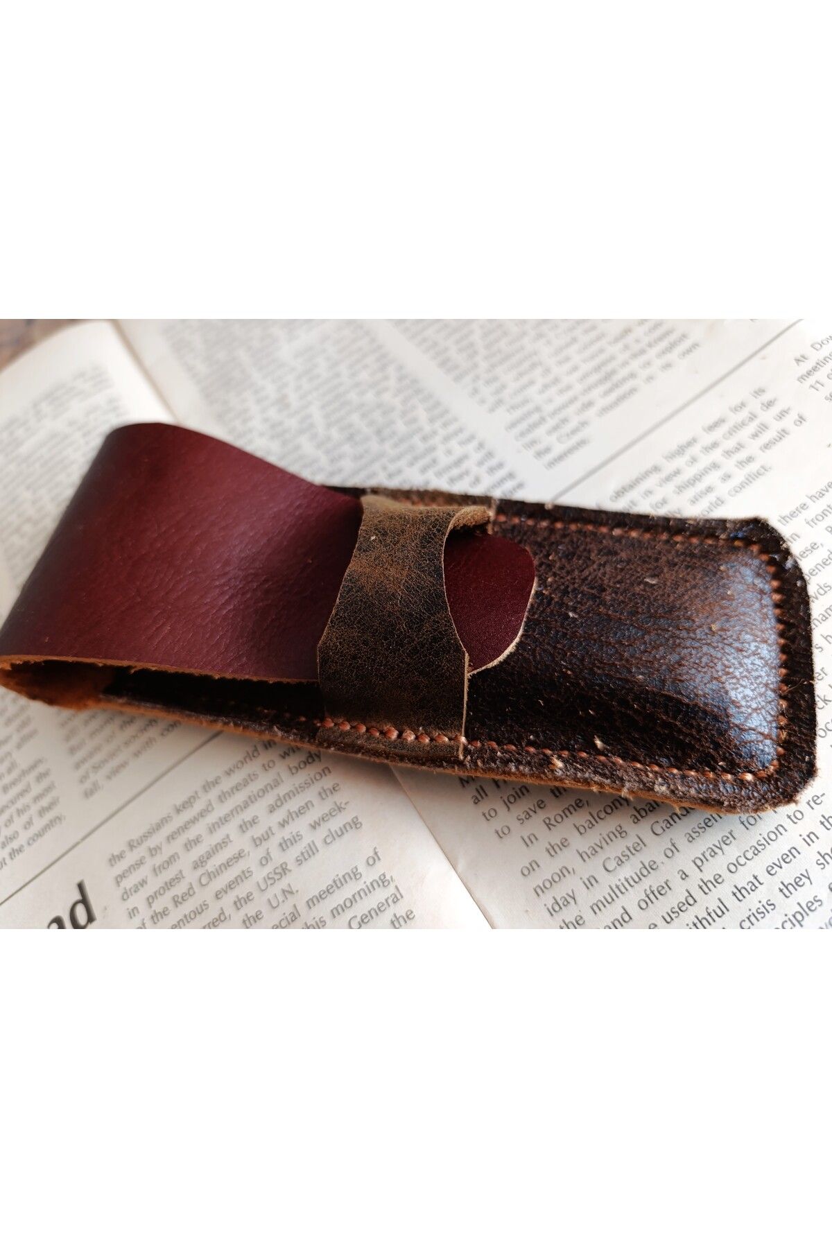 Mahfuz Crazy Hors Hakiki Deri El Emeği Özel Kalemleriniz Için Kalemlik Kalem Kutu 27 cm 6 cm W139