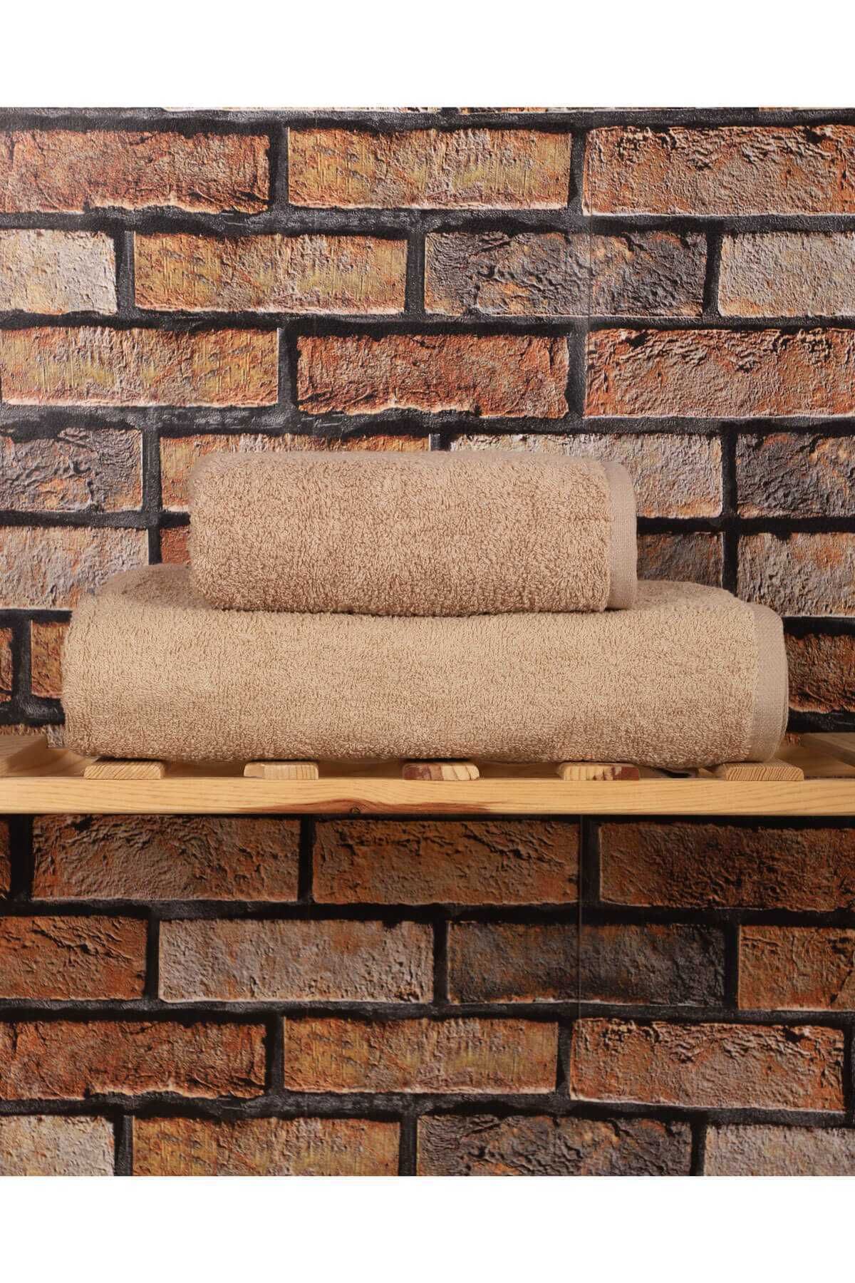 merland benvecocuk 2 Parça %100 Pamuklu Soft Lüx Banyo Havlu Seti Kahve