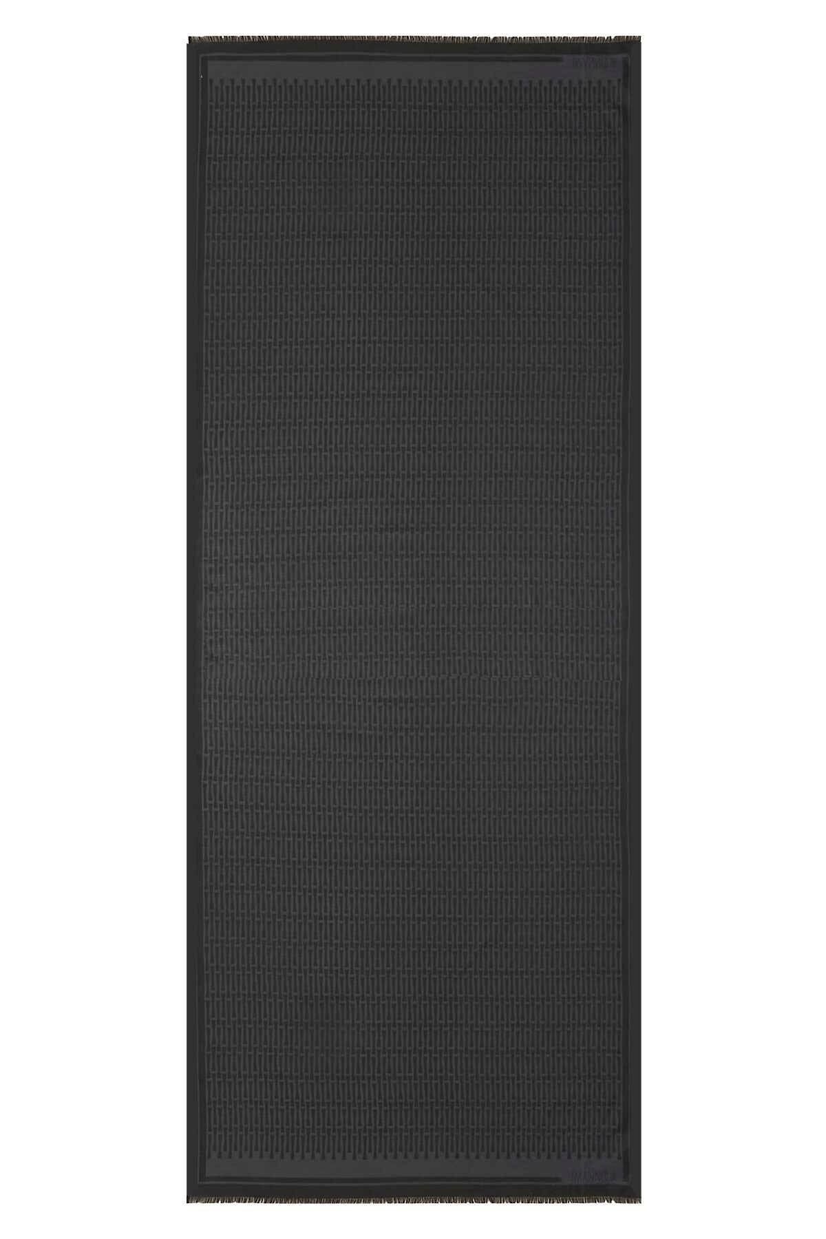 Imannoor Iman i Siyah Pamuk İpek Şal 80x210 cm