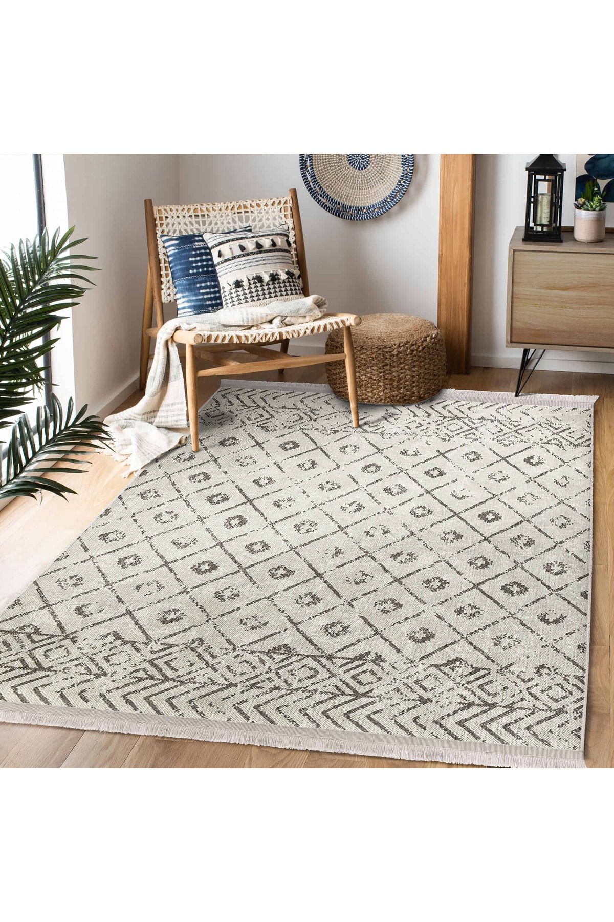 Realhomes Modern Geometrik Desenli Leke Tutmaz Salon Halısı – Yıkanabilir Kaymaz Taban Halı