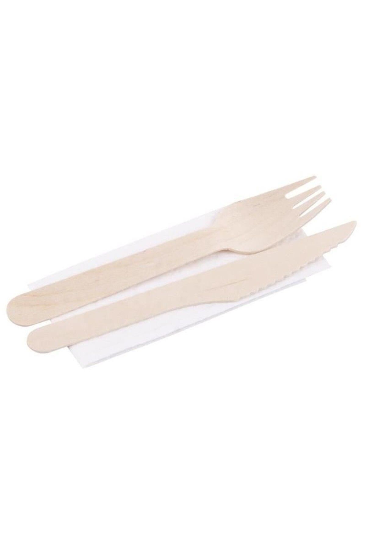 Strend Pro Tacamuri De Unica Folosinta, Ecologice, Lemn, Cutit, Furculita, Servetel, 16 Cm - One Size