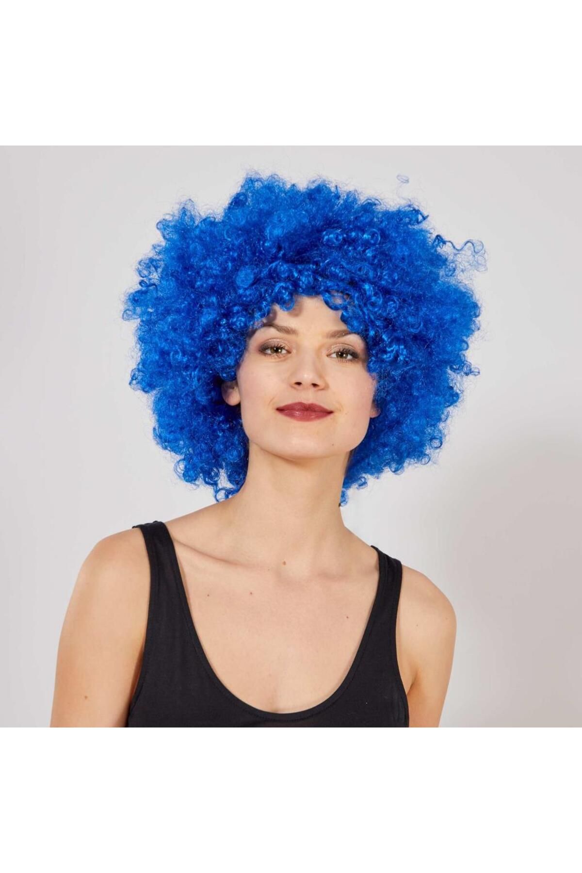 Yuba Avm Nessiworld Mavi Renk Kıvırcık Afro Bonus Peruk