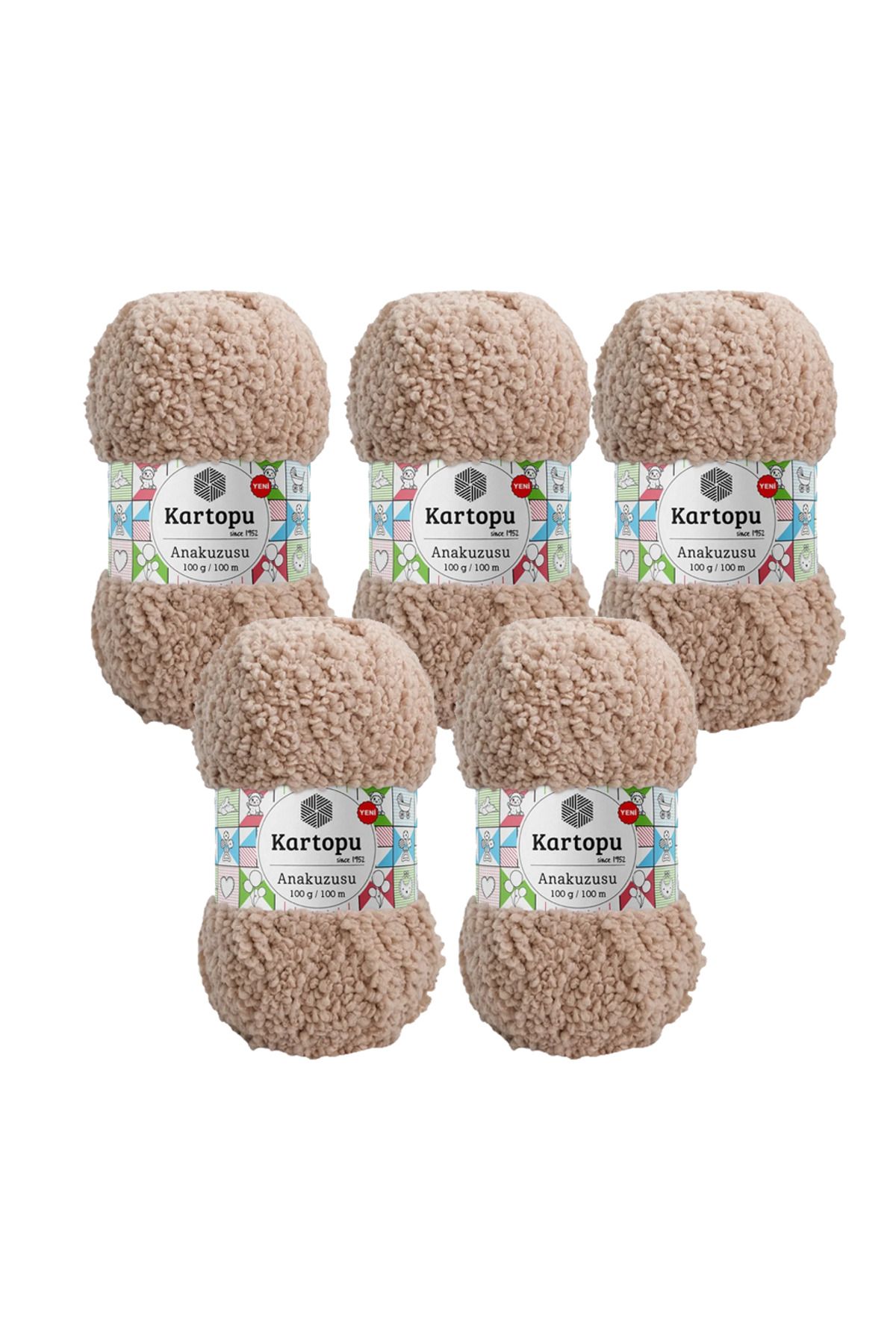 Kartopu Anakuzusu Bebek Örgü İpliği 5’li Paket – 100g x 5 – %100Polyester - Yumuşak, Peluş Doku
