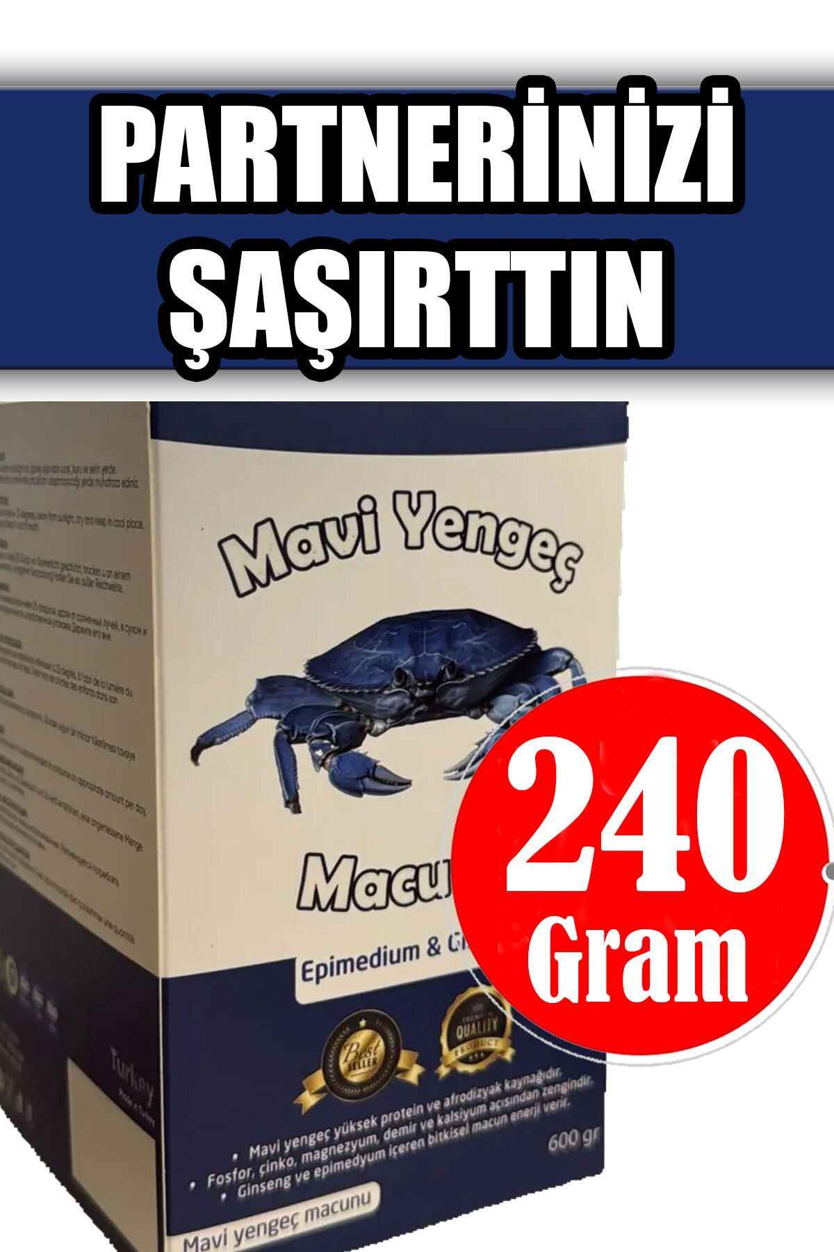 MAVİYENGEÇ Mavi Yengeç, Bitkisel Macun, Cinsel, Kuvvet, Mesir, Macunu, (ARTTIRICI) Ayıboğan, 240 gr
