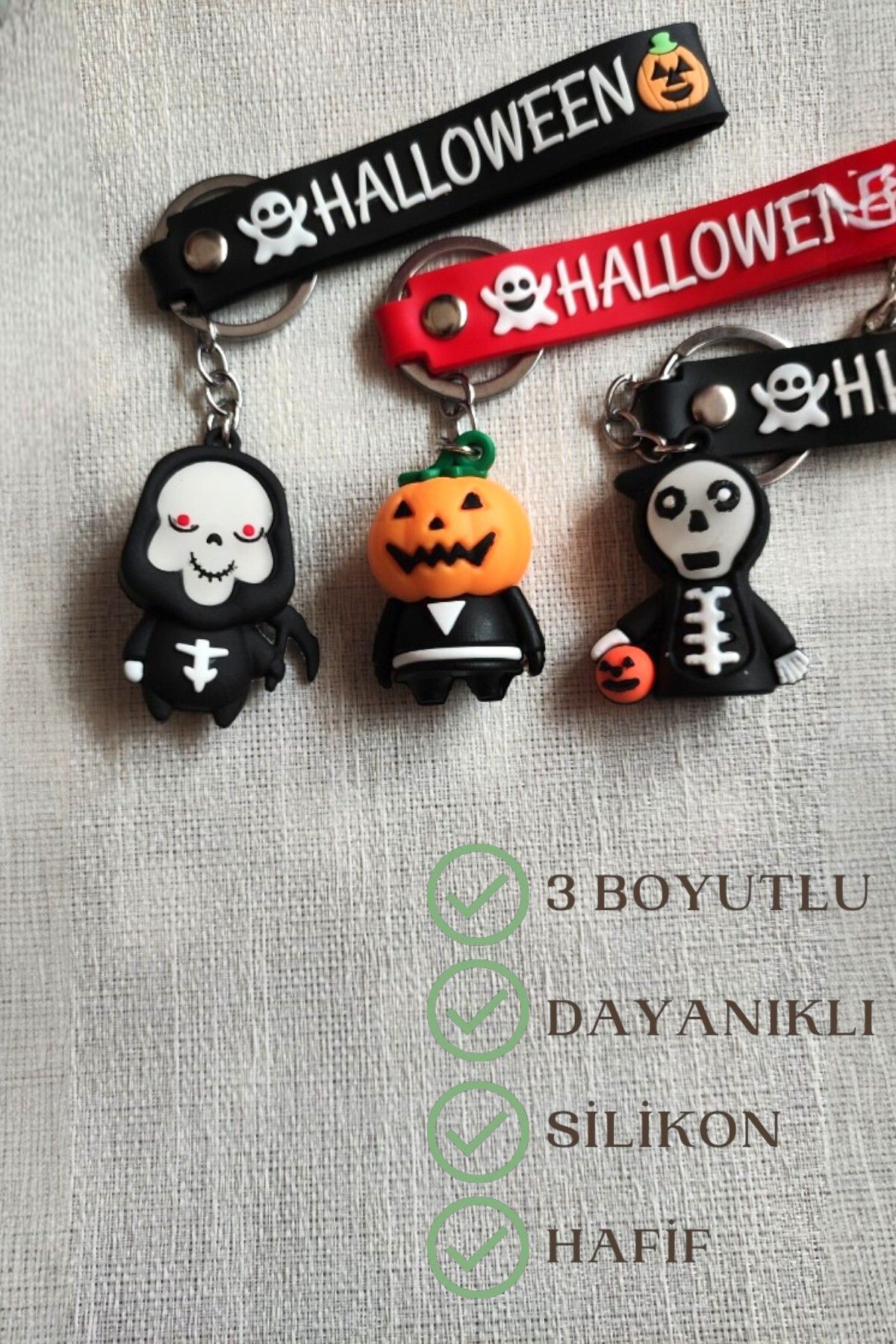 Lynare HALLOWEN TEMALI 3D SİLİKON ANAHTARLIK VE ÇANTA AKSESUARI 3 ADET