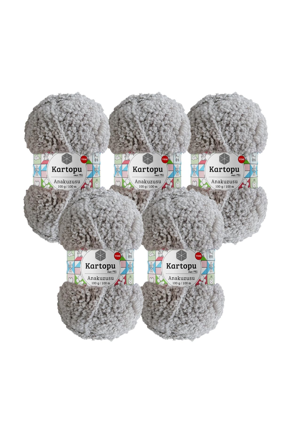 Kartopu Anakuzusu Bebek Örgü İpliği 5’li Paket – 100g x 5 – %100Polyester - Yumuşak, Peluş Doku