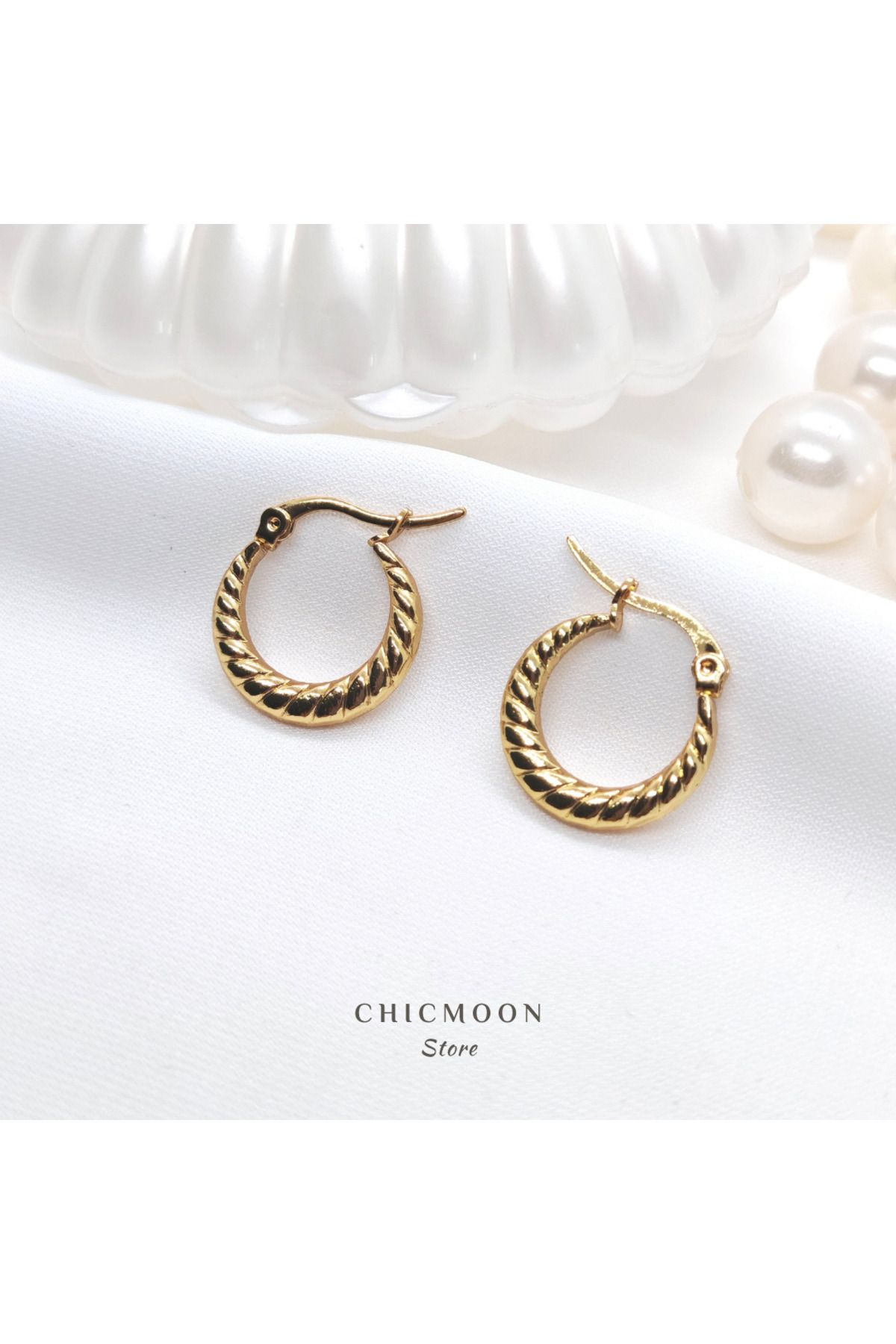 CHICMOON STORE Çelik Altın Rengi Antik Küpe