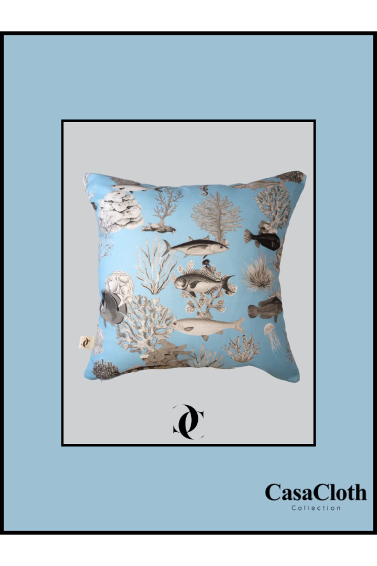 CASACLOTH " Okyanus Esintisi " Dekoratif Dolgulu Kırlent 45x45 cm (İç Yastık Dahil) - Mavi