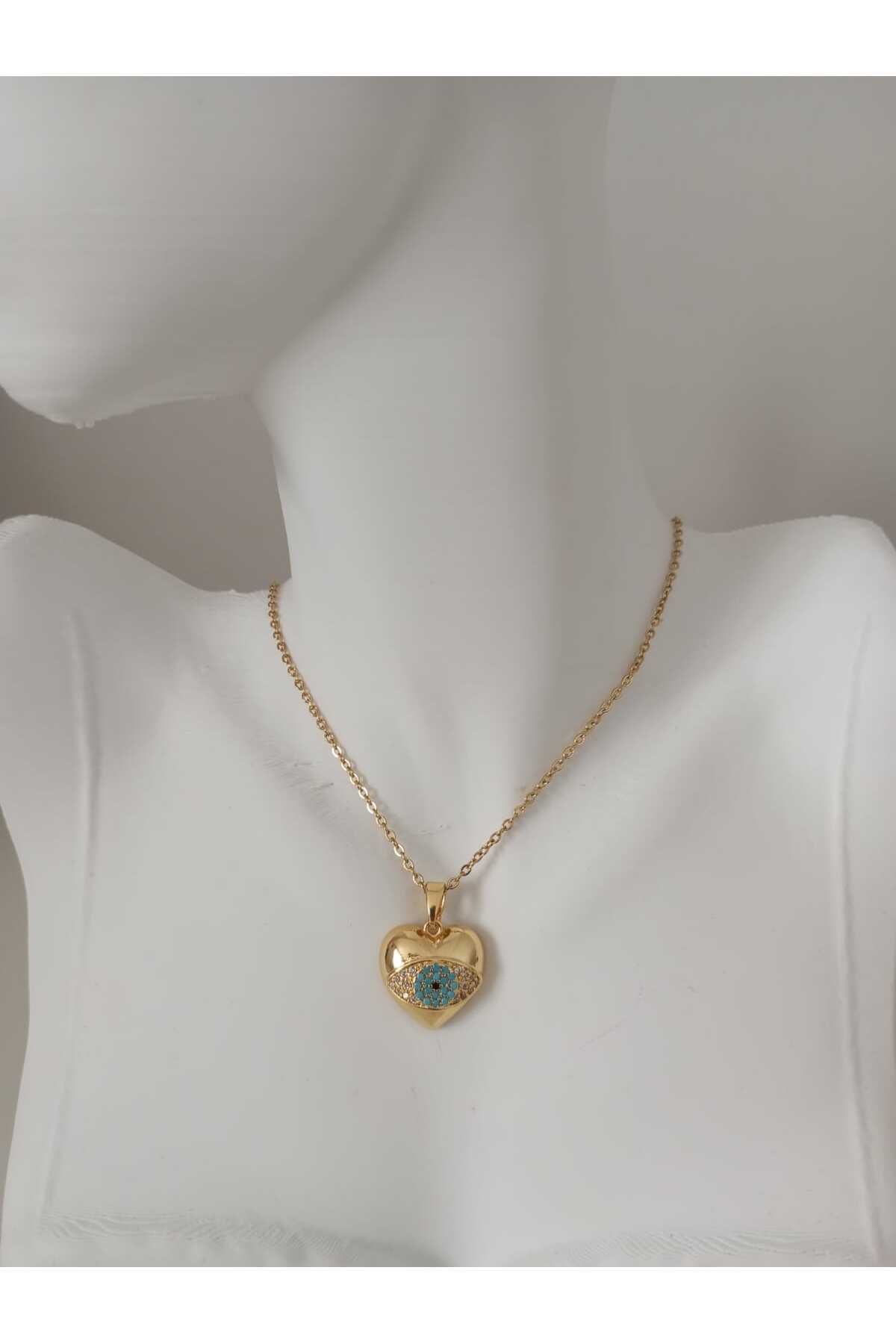 sessjewelry Kalp nazar boncuklu kolye