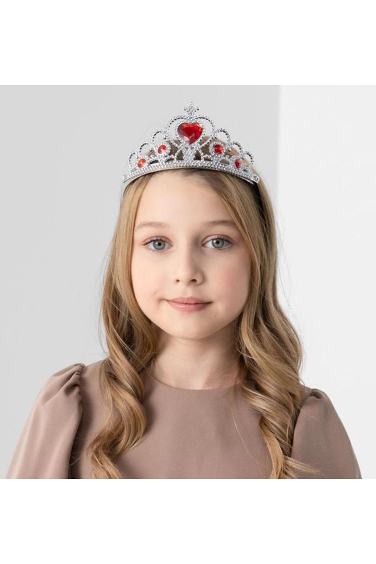 NW NessiWorld Nessiworld Kalp Taşlı Kırmızı Renk Karlar Ülkesi Elsa Anna Frozen Tacı