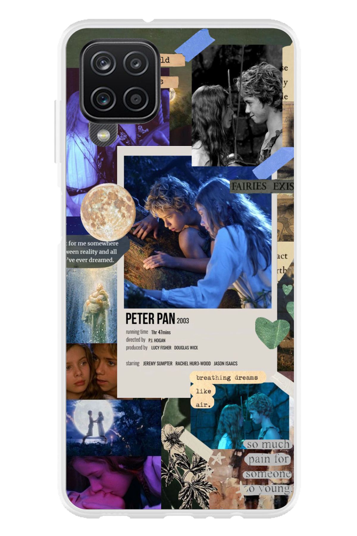 TechTree Galaxy A22 - M22 - M32 Uyumlu Peter Pan Çıkartma Tasarımlı Şeffaf Silikon Kılıf