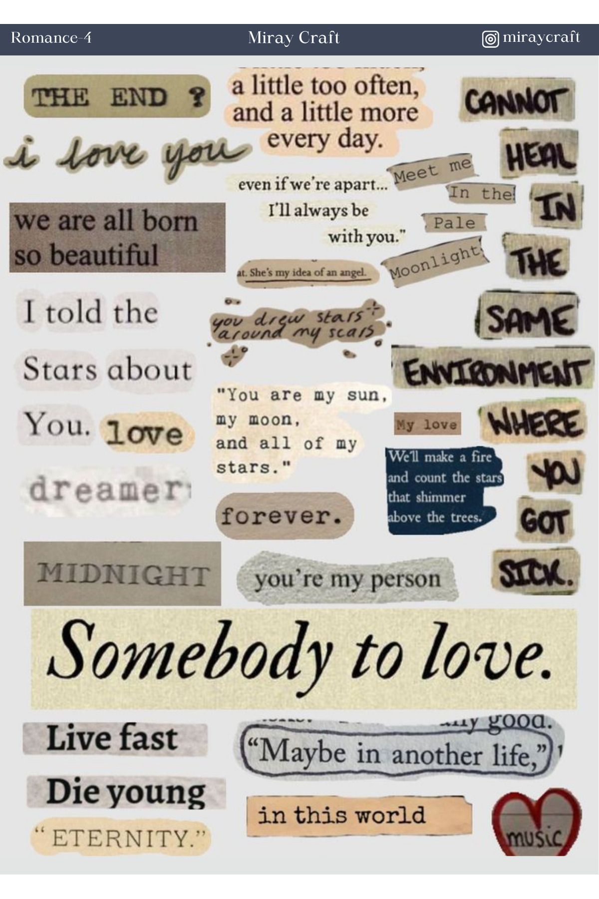 MirayDesign 1 Adet Aşk Notları Temalı Sticker (12x17 cm) Bullet Journal, Scrapbook, Ajanda ve Planlayıcı İçin