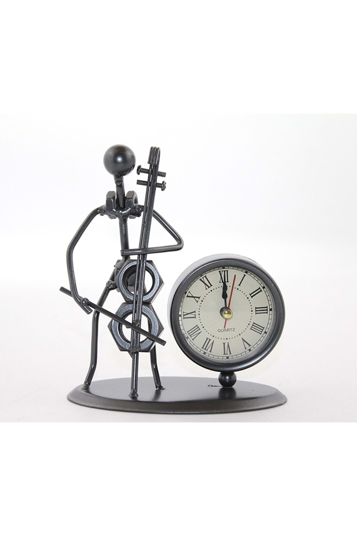 Store Metal Müzisyen Saat – 15 x 12 cm | Dekoratif Masaüstü Saat ve Biblo