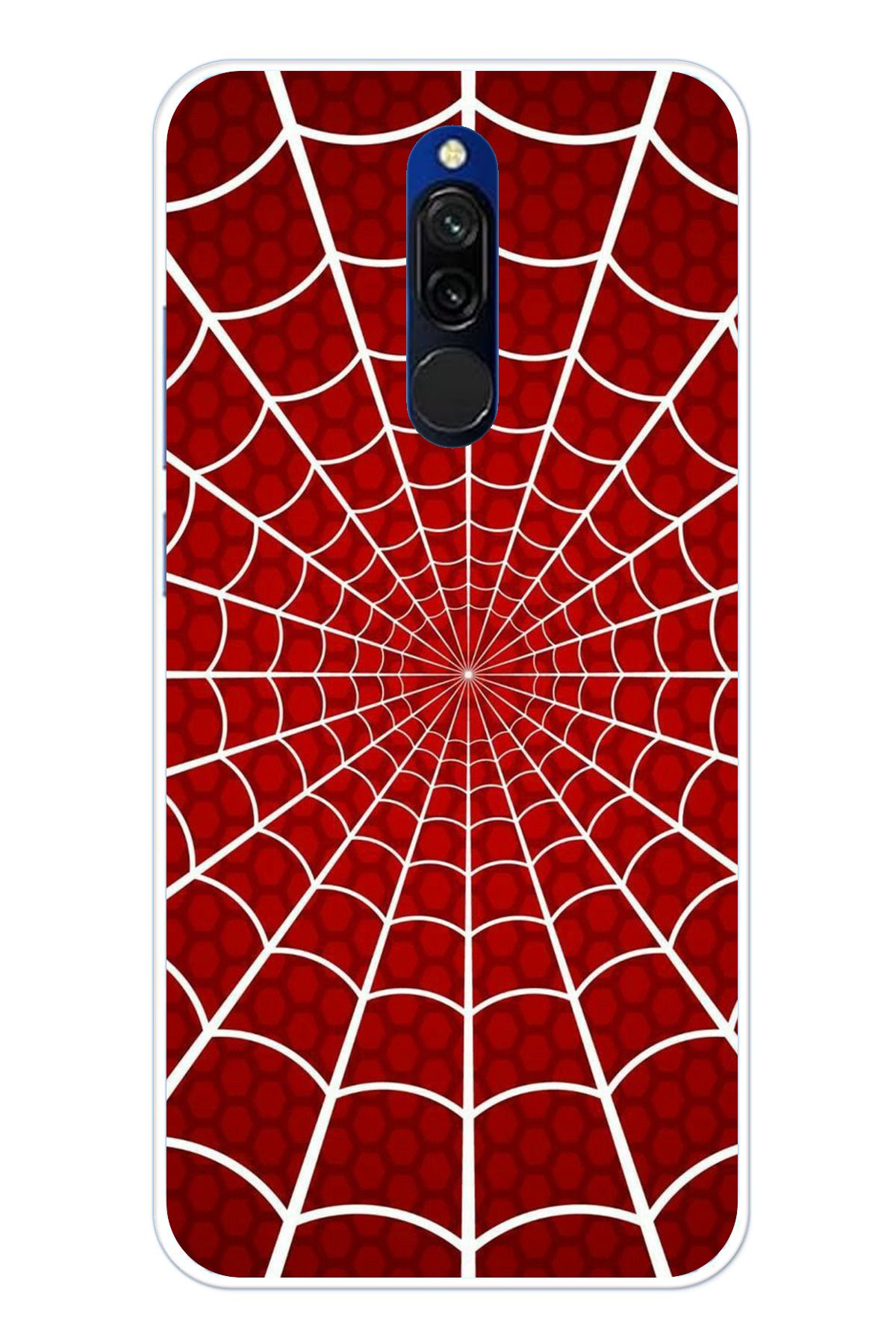 TechTree Redmi 8 Uyumlu Örümcek Adam Ağları Şeffaf Silikon Kılıf