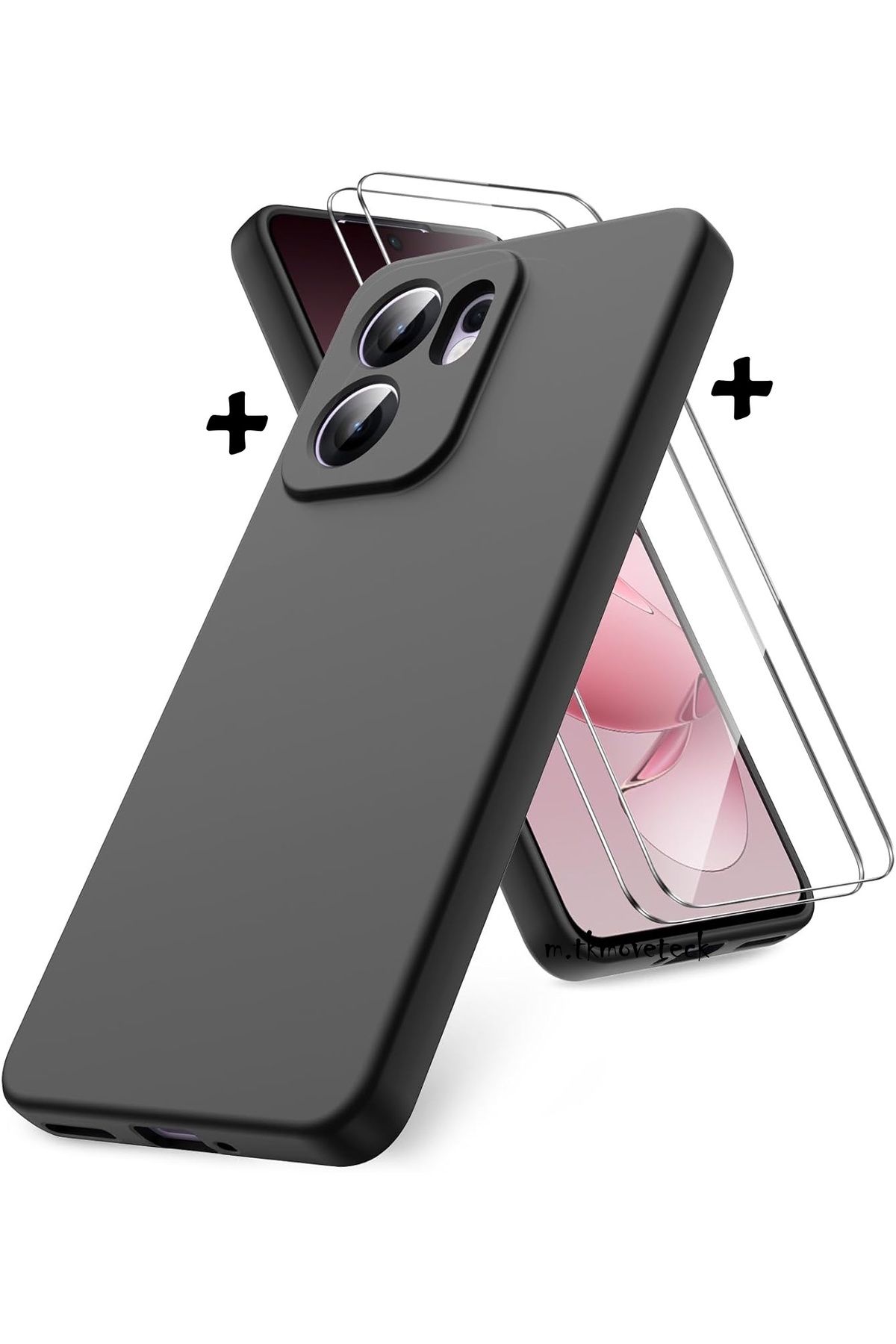 m.tk moveteck Oppo Reno 13F Kılıf Kamera Korumalı Yumuşak Renkli Mat Silikon + 9H Ekran Koruyucu Cam 2in1 Set 13FS