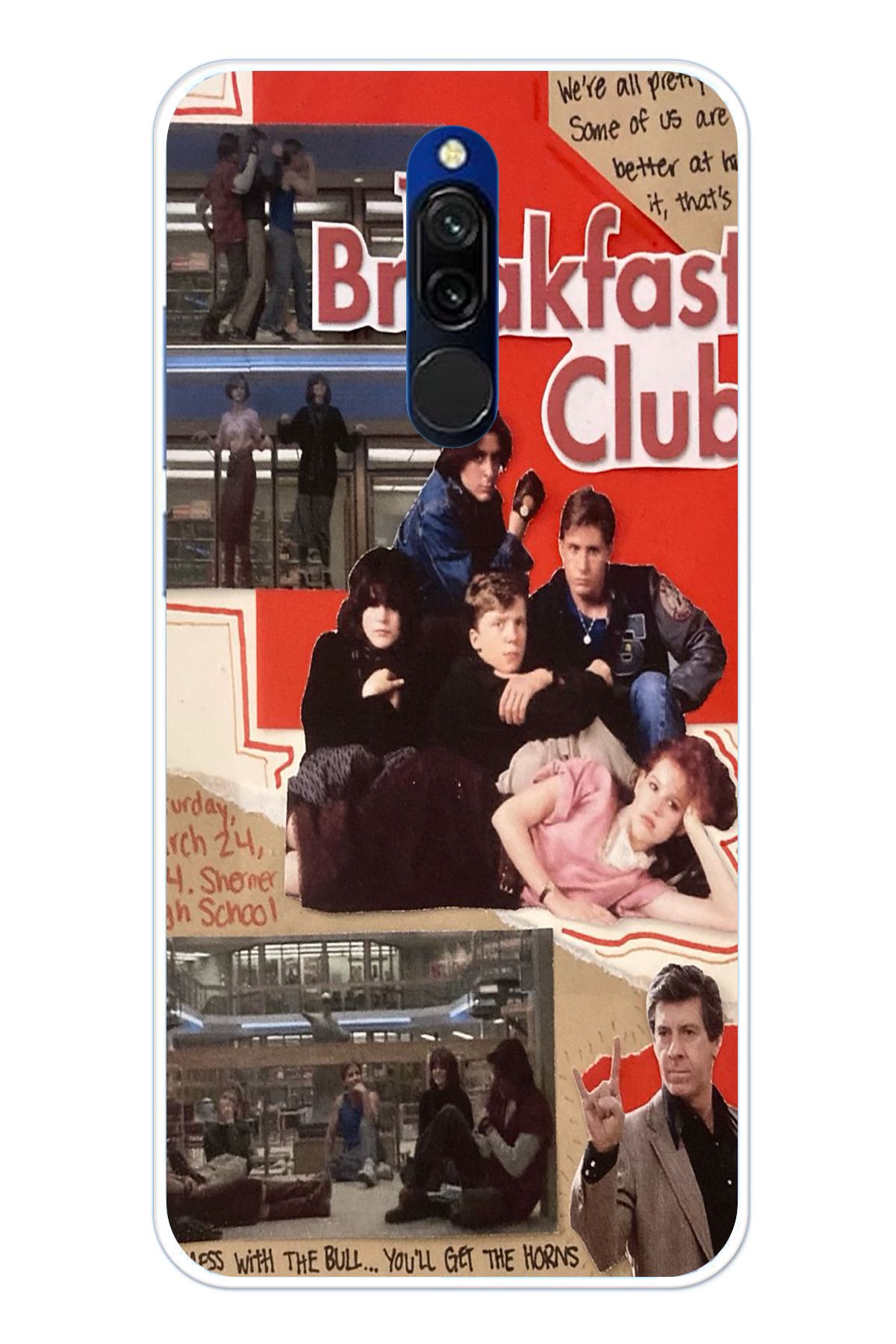 TechTree Redmi 8 Uyumlu Kahvaltı Kulübü - The Breakfast Club Tasarımlı Şeffaf Silikon Kılıf