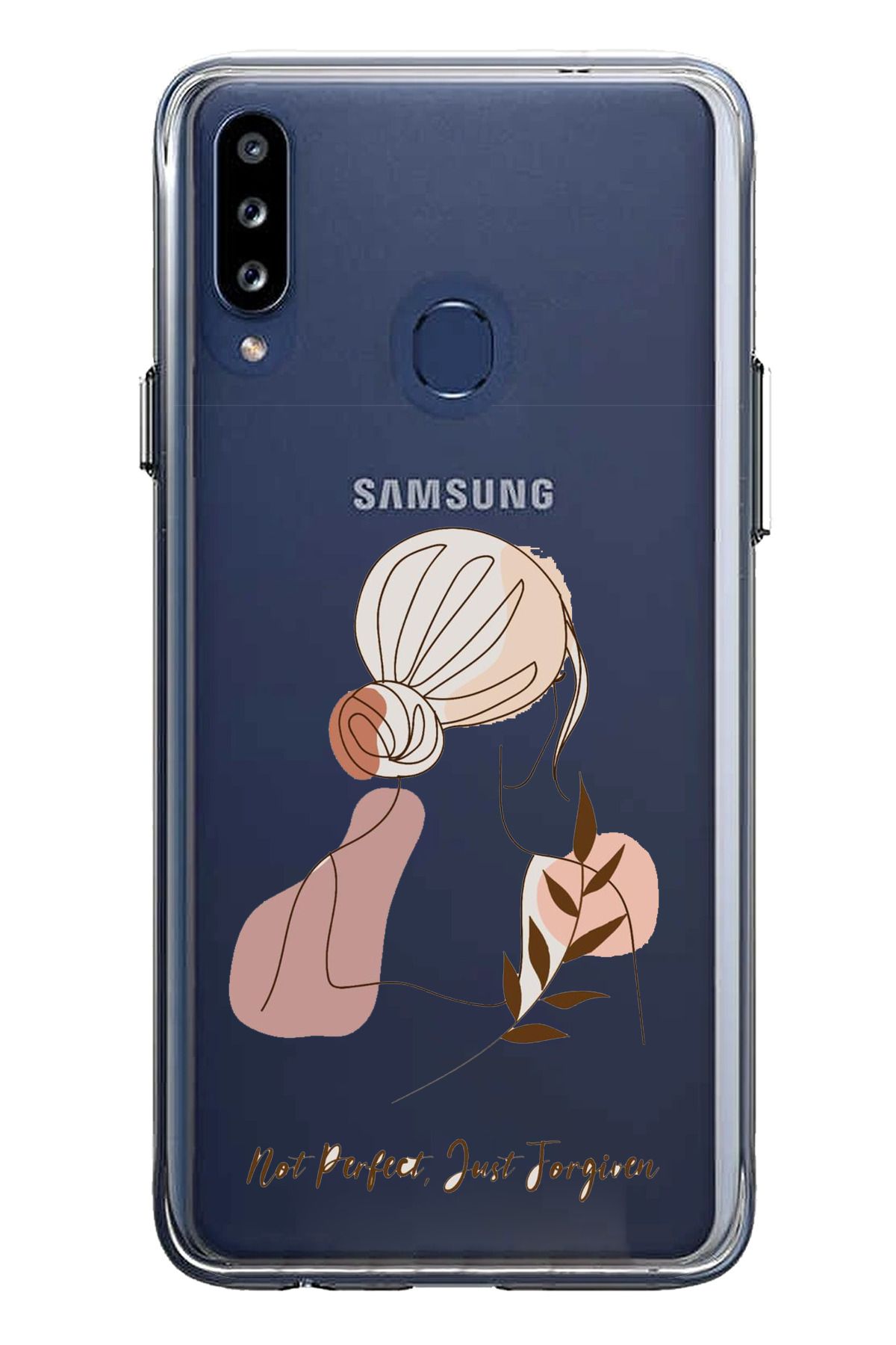 TechTree Samsung Galaxy A20S Uyumlu Not Perfect Just Forgiven Tasarımlı Şeffaf Silikon Kılıf