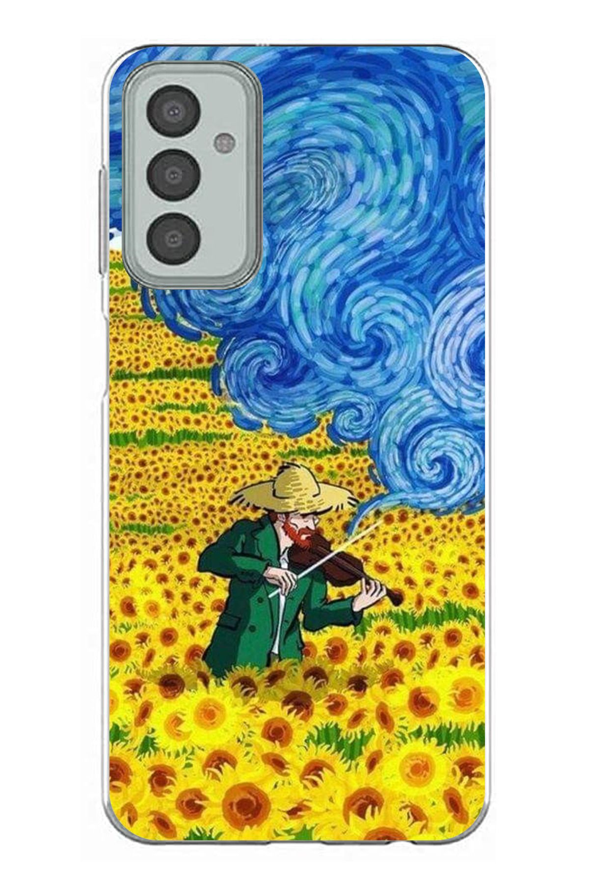 TechTree Samsung Galaxy M13 - M23 Uyumlu Van Gogh Keman Şeffaf Silikon Kılıf