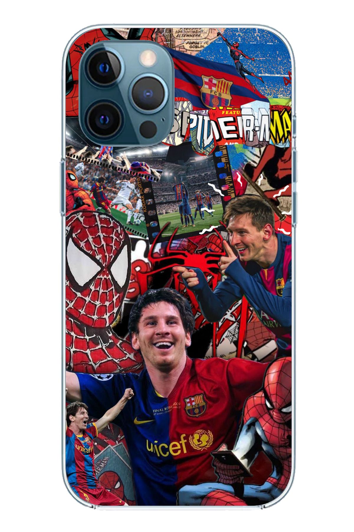 TechTree iPhone 12 Pro Max Uyumlu Messi Kolaj Şeffaf Silikon Kılıf