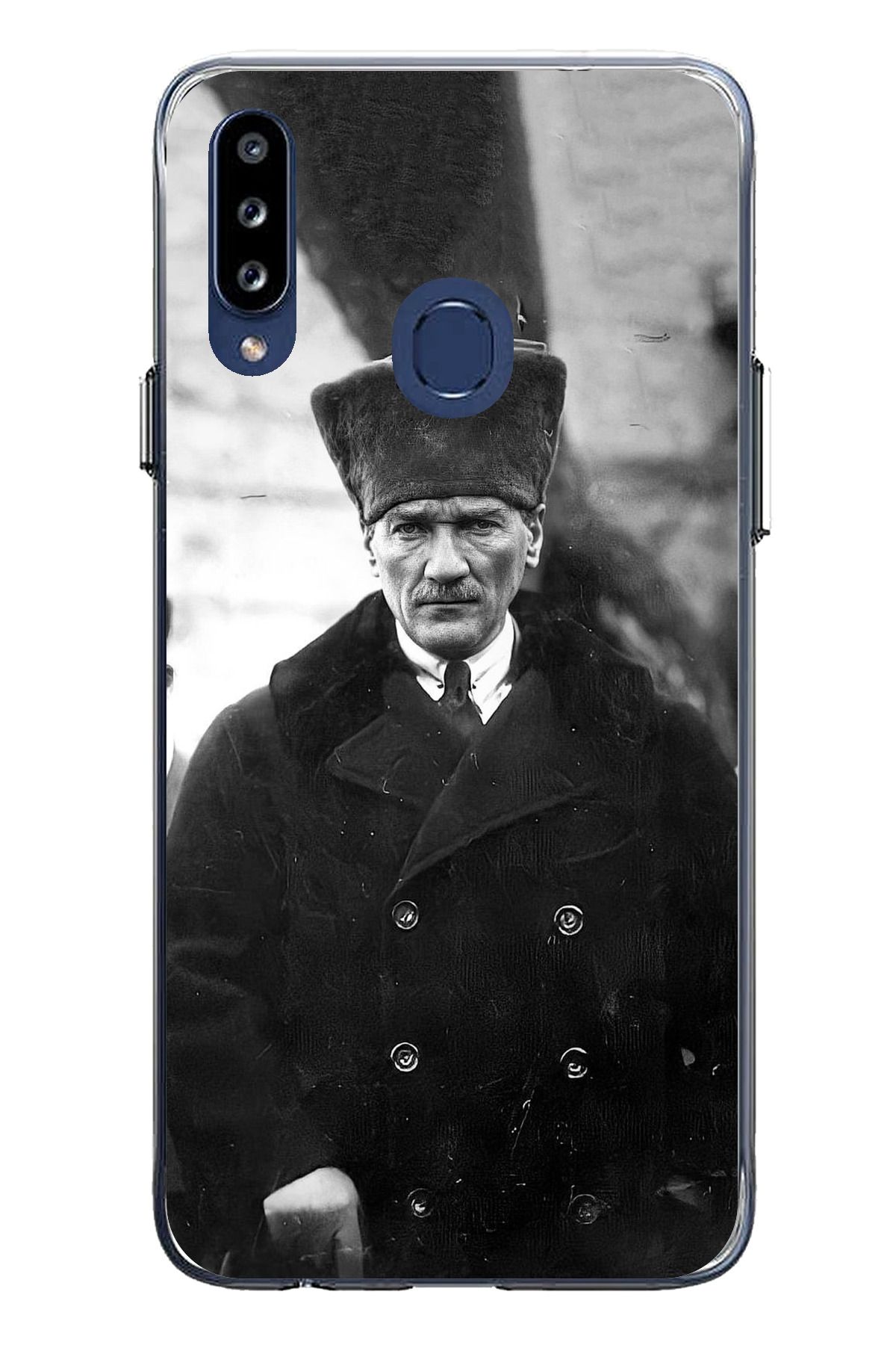 TechTree Samsung Galaxy A20S Uyumlu Mustafa Kemal Atatürk Portre Şeffaf Silikon Kılıf